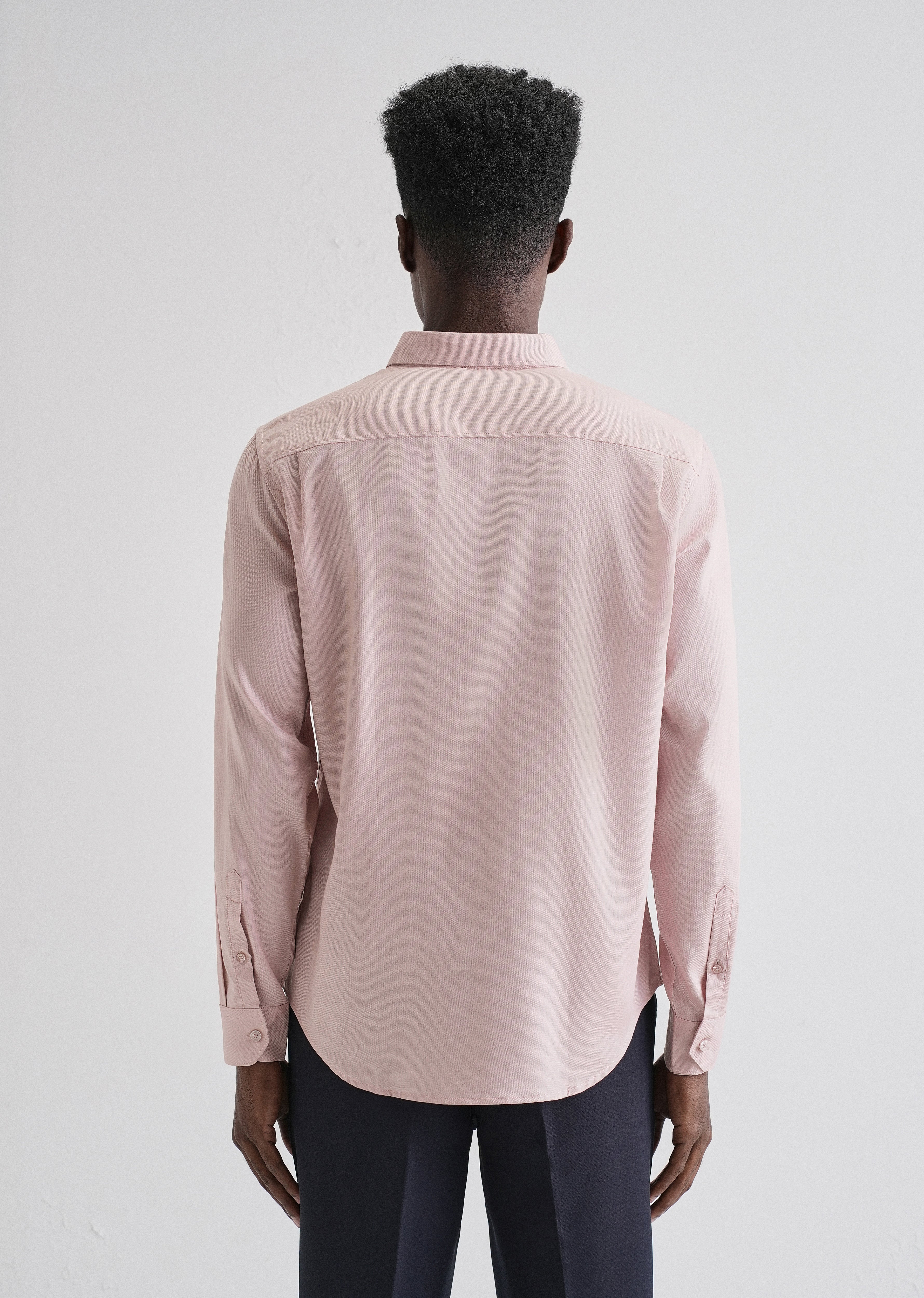 Pink Plain Blended Cotton Regular Fit Shirt