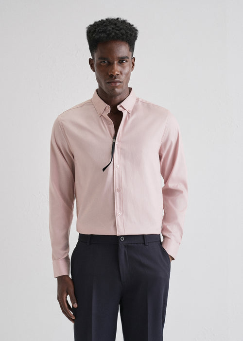 Pink Plain Blended Cotton Regular Fit Shirt
