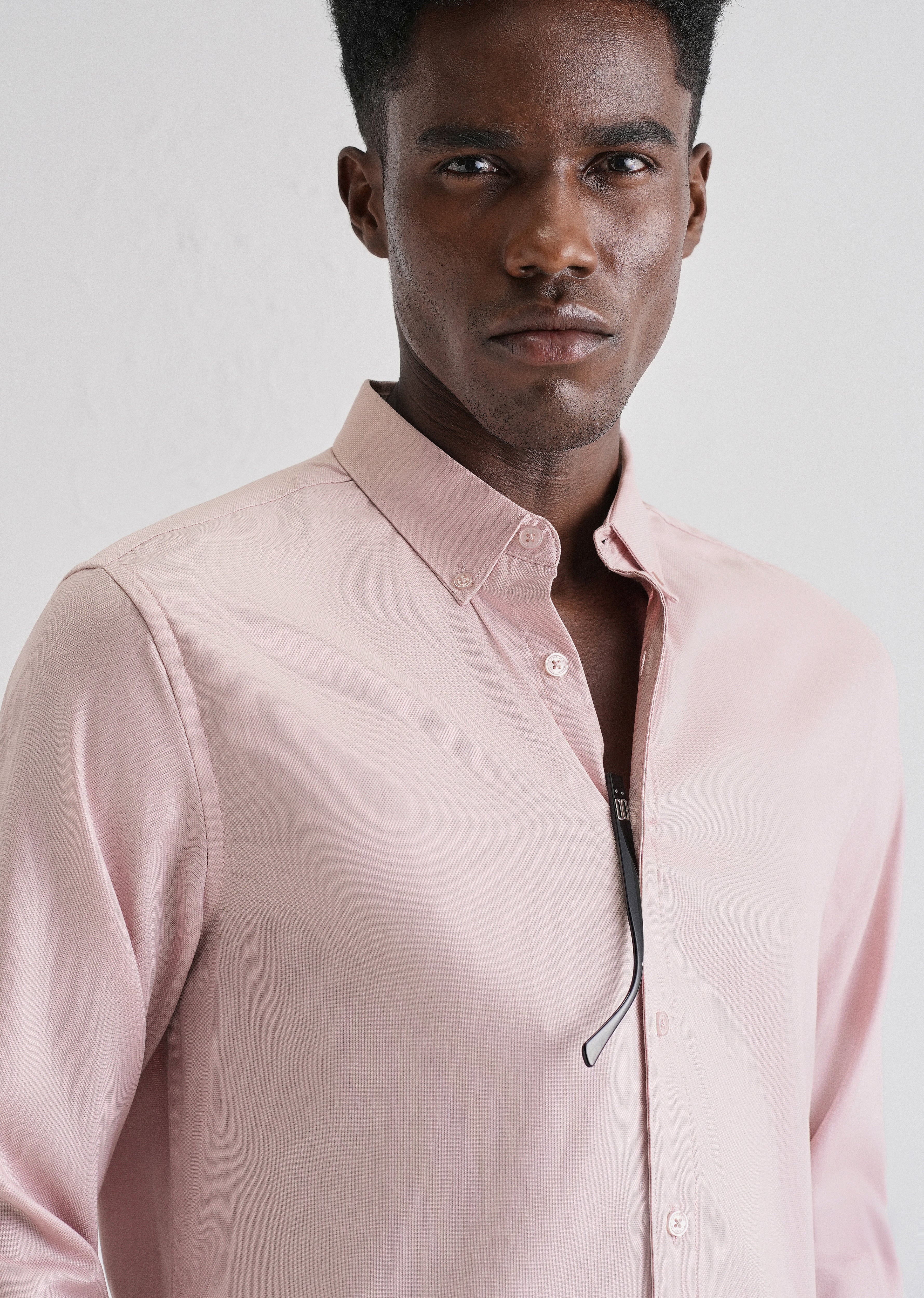 Pink Plain Blended Cotton Regular Fit Shirt