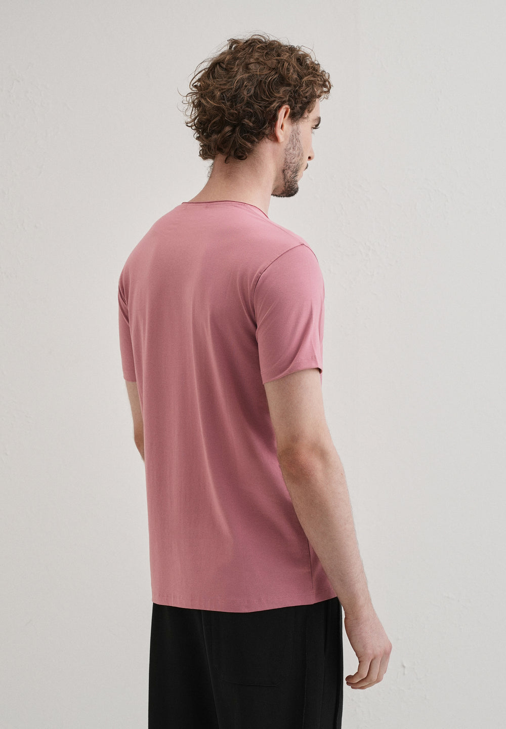 Pink Plain Crew neck T-shirt