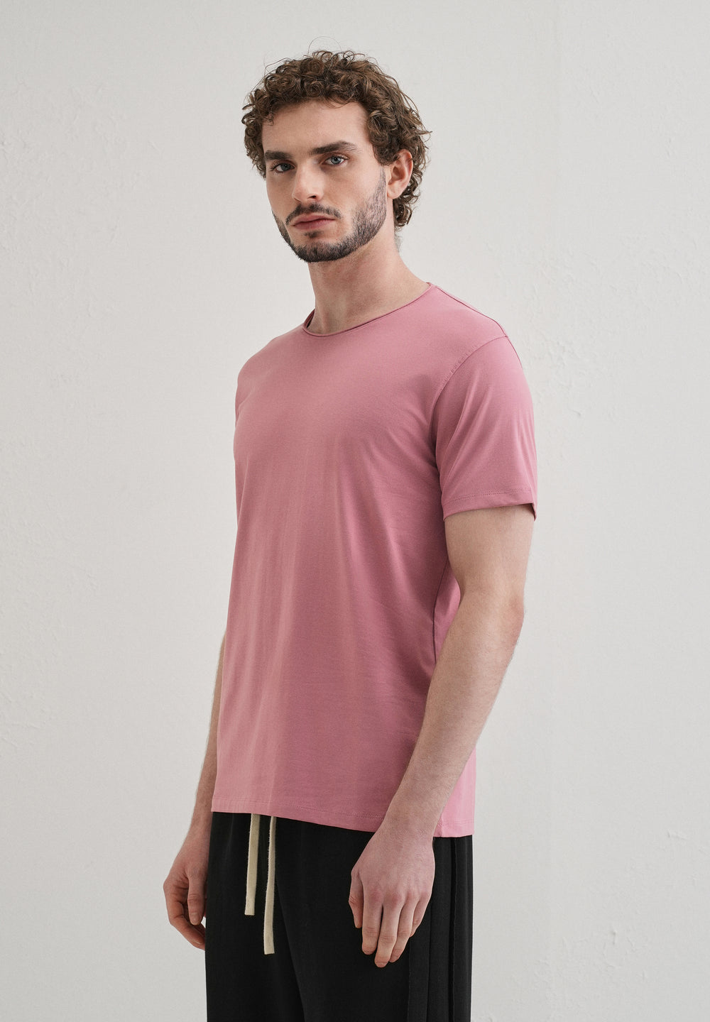Pink Plain Crew neck T-shirt