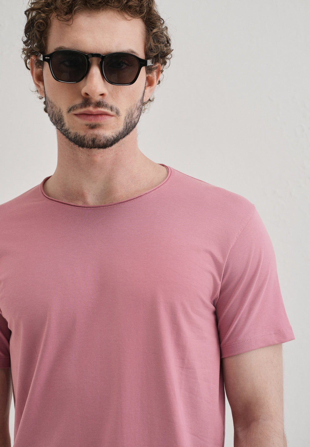 Pink Plain Crew neck T-shirt