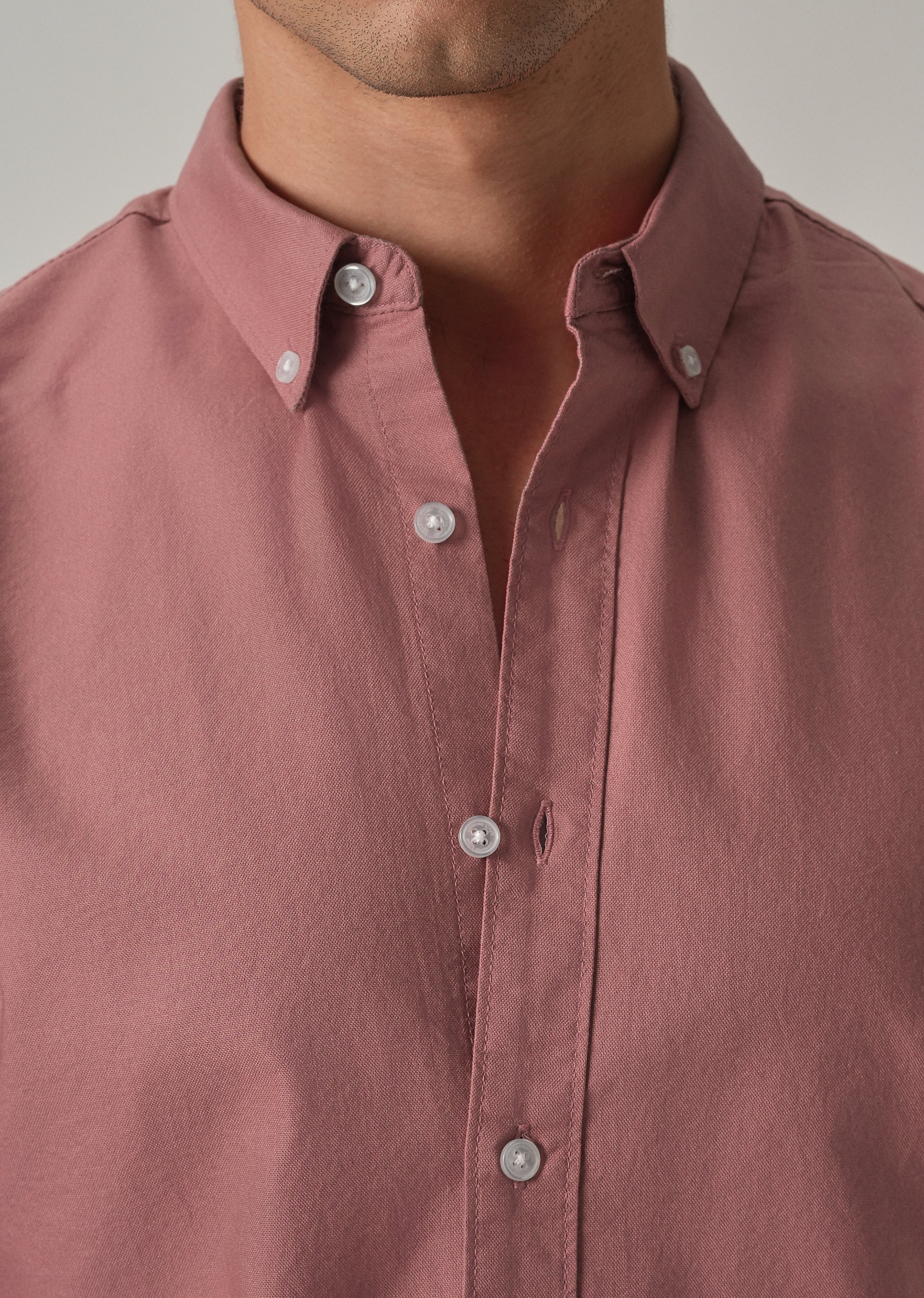 Pink Plain Elbow Patch Oxford Shirt