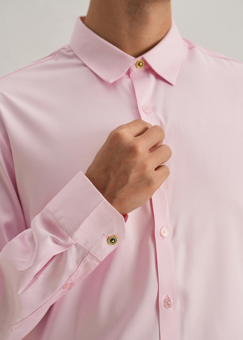 Pink Plain Stitchless Placket Shirt