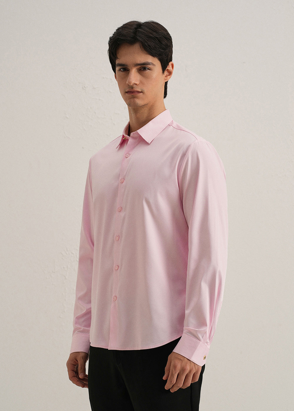 Pink Plain Stitchless Placket Shirt