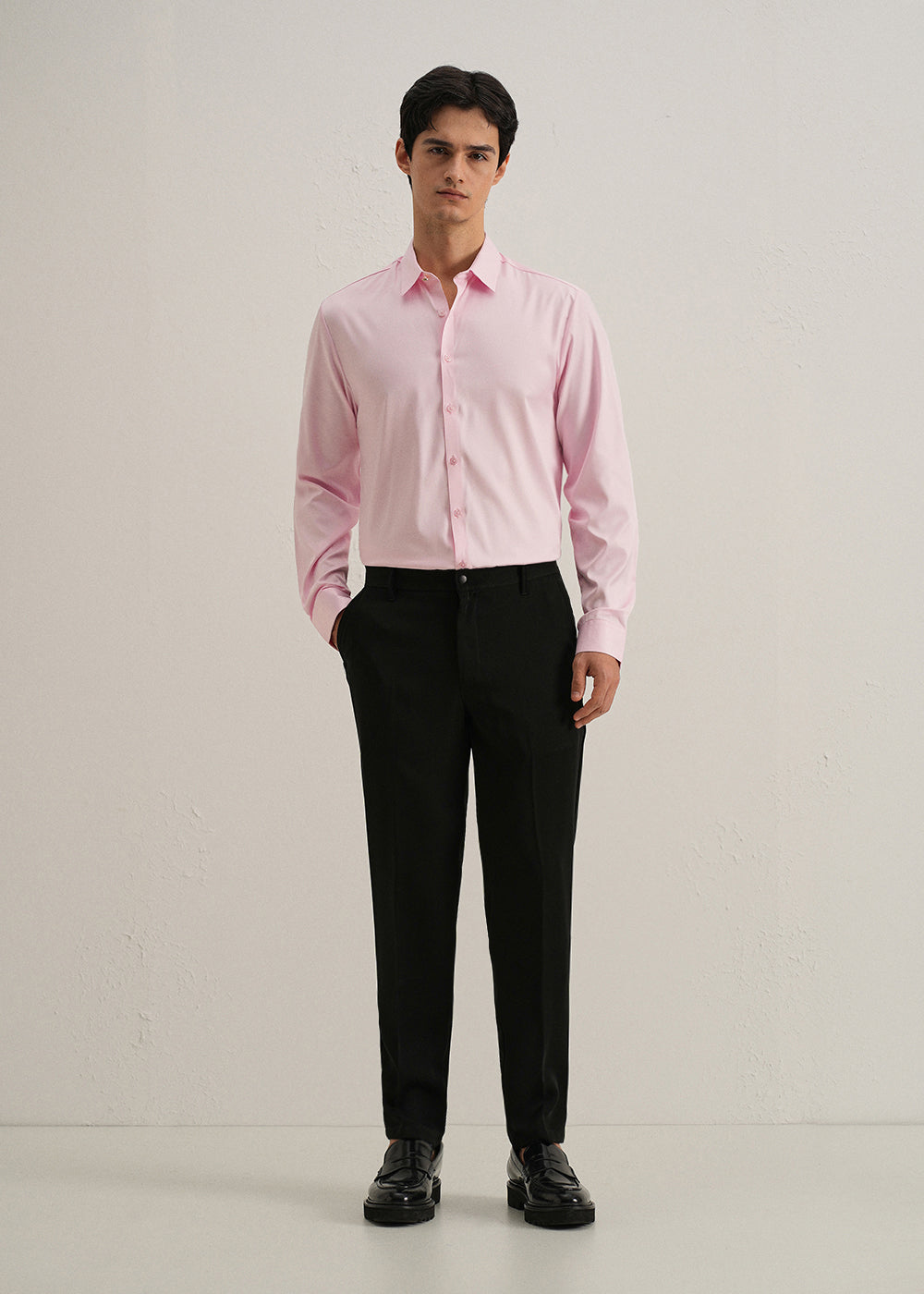 Pink Plain Stitchless Placket Shirt