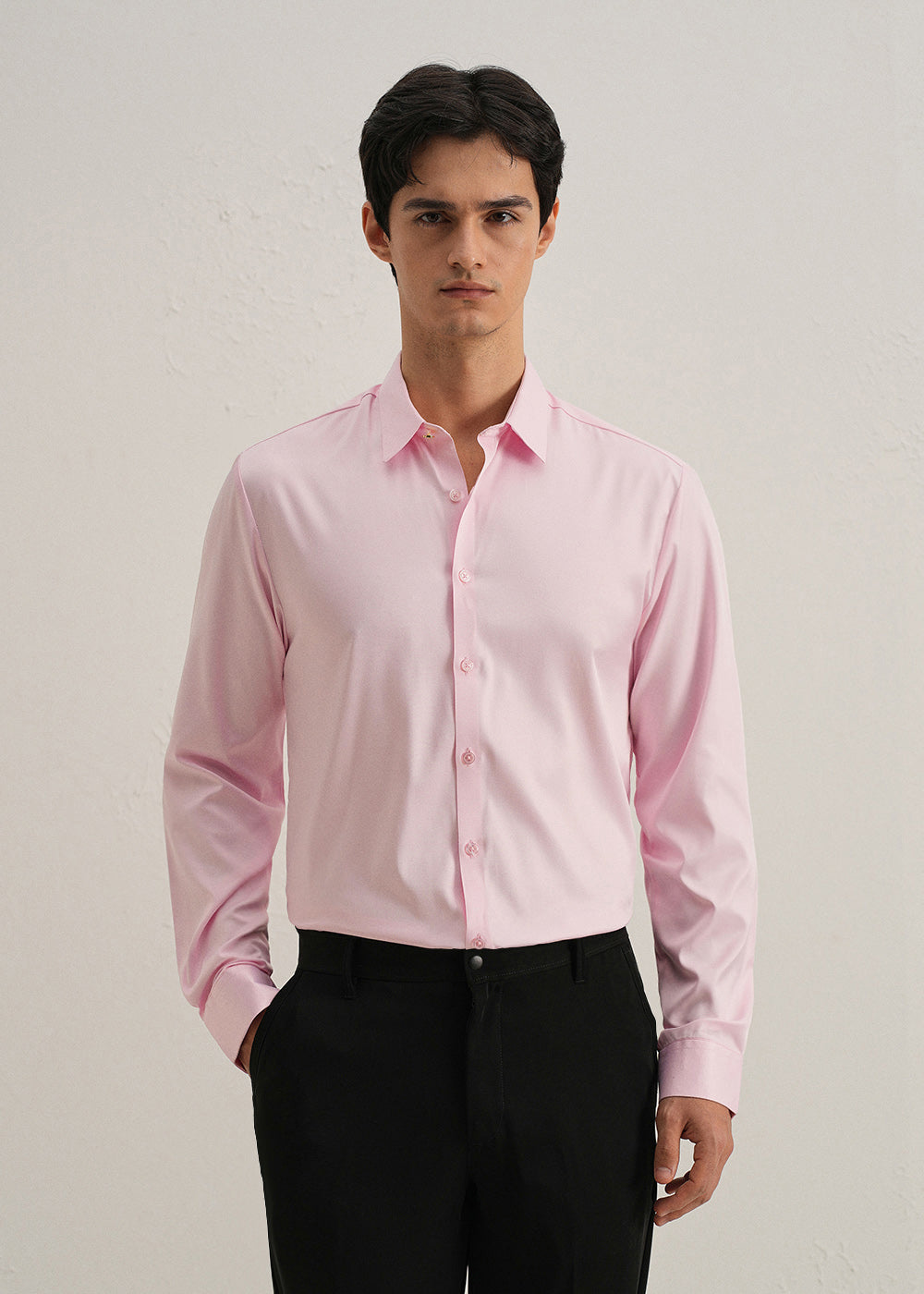 Pink Plain Stitchless Placket Shirt