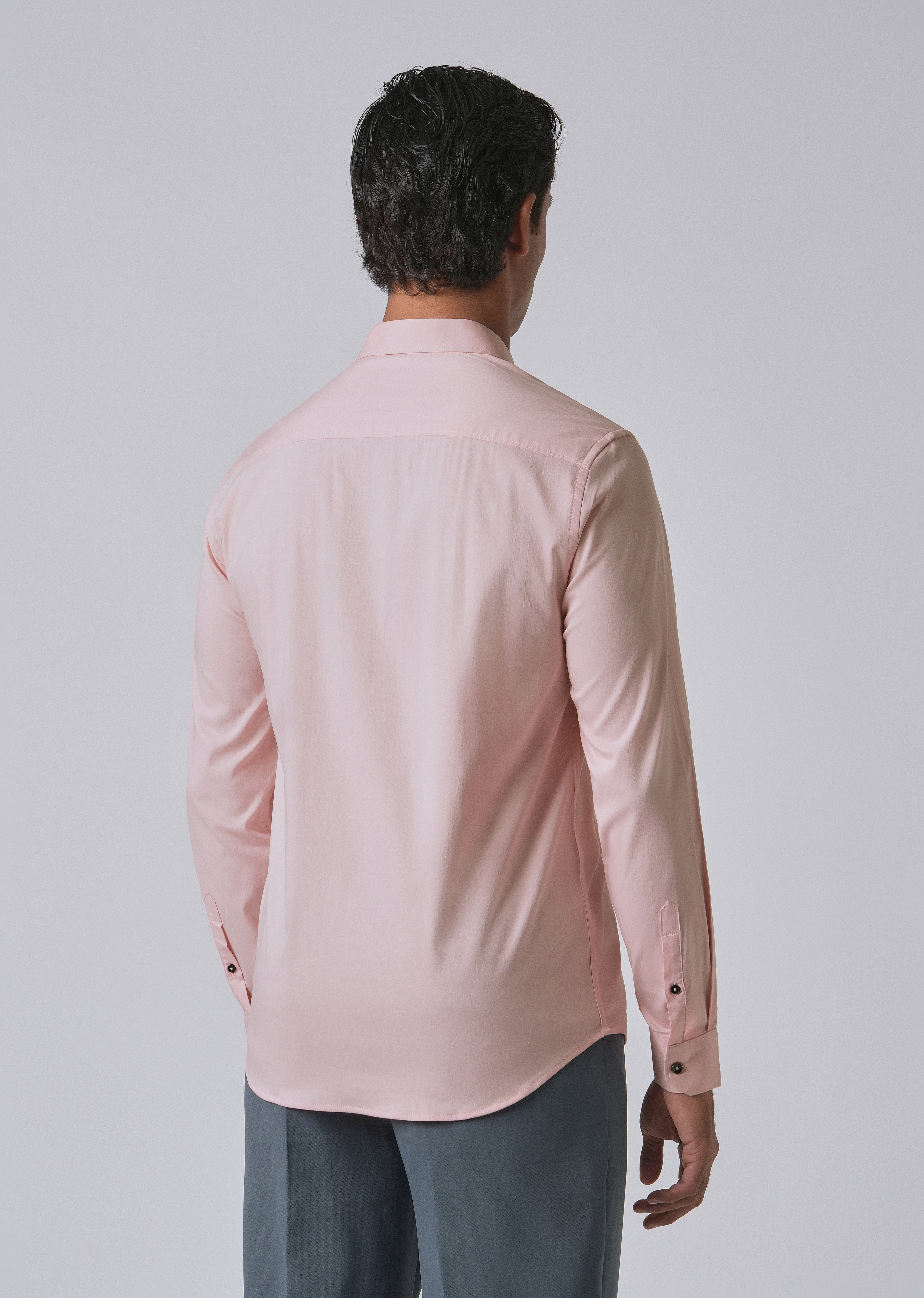 Pink Cotton Stretch Plain Shirt