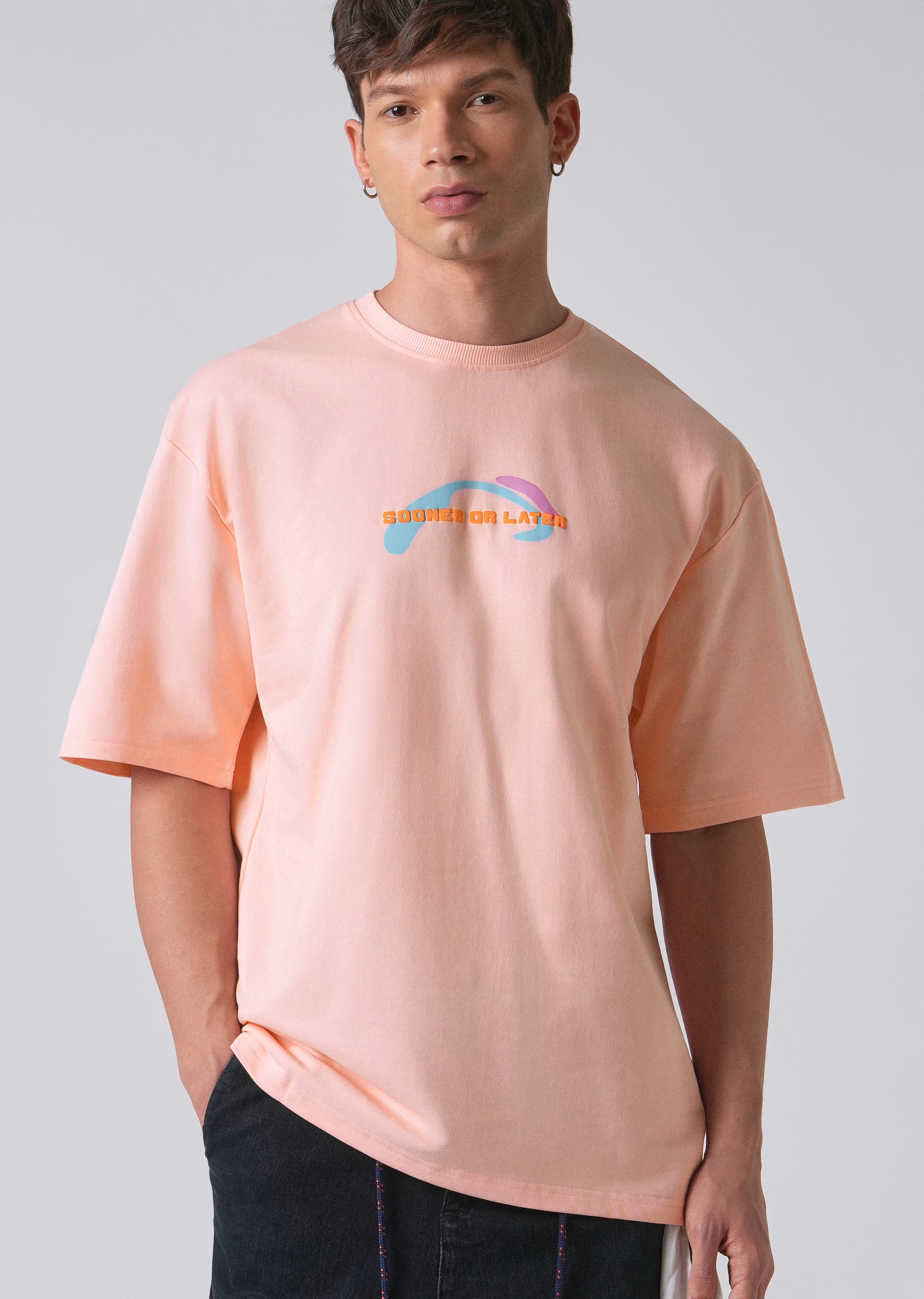 Pink Printed Oversized T-shirt