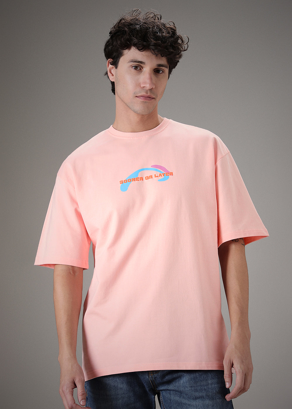 Pink Printed Oversized T-shirt
