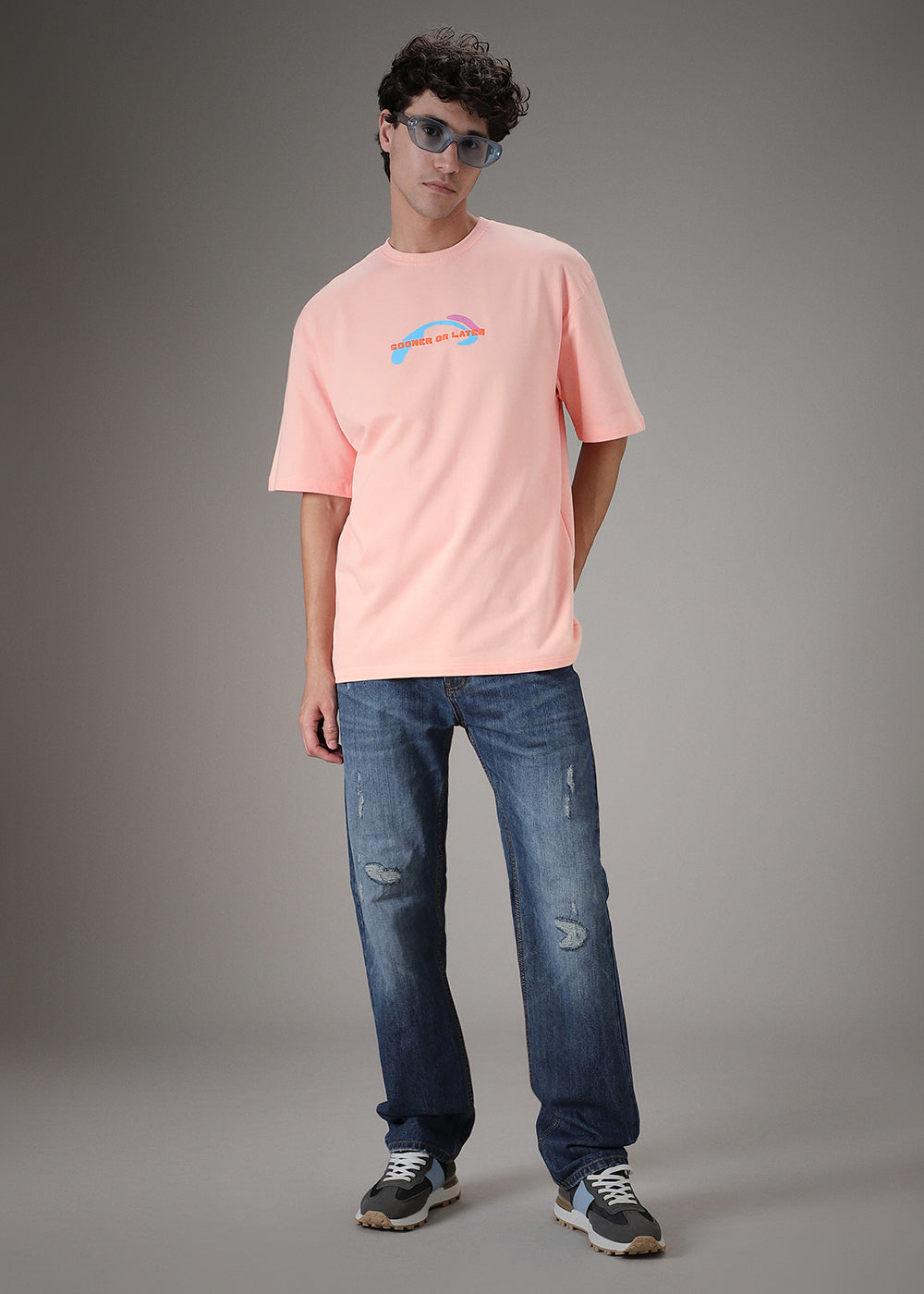 Pink Printed Oversized T-shirt