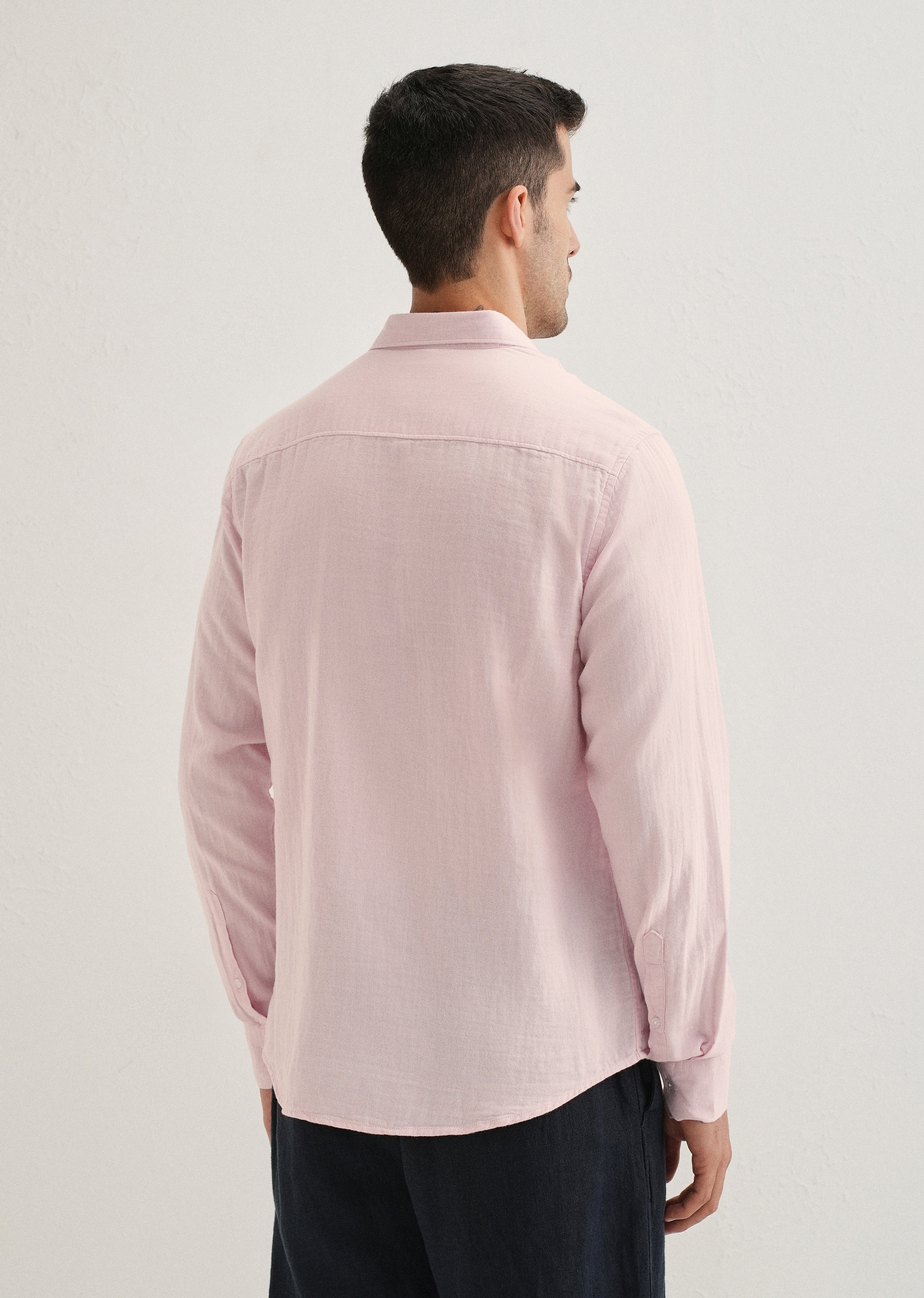 Pink Pure Cotton Stitchless Placket Shirt