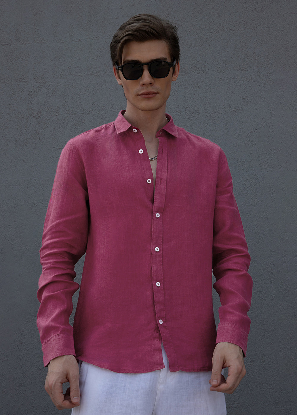 Fuchsia Pink Pure Irish Linen Shirt