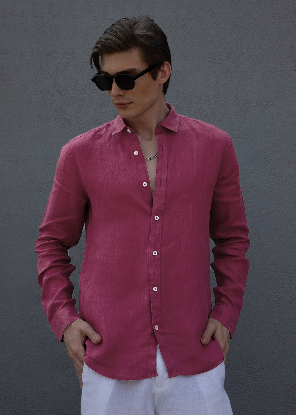 Fuchsia Pink Pure Irish Linen Shirt