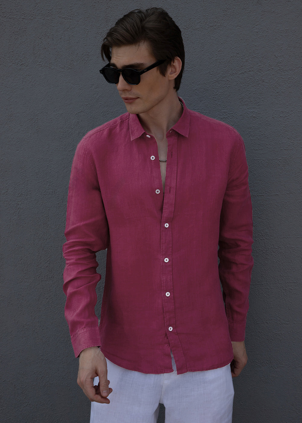 Fuchsia Pink Pure Irish Linen Shirt
