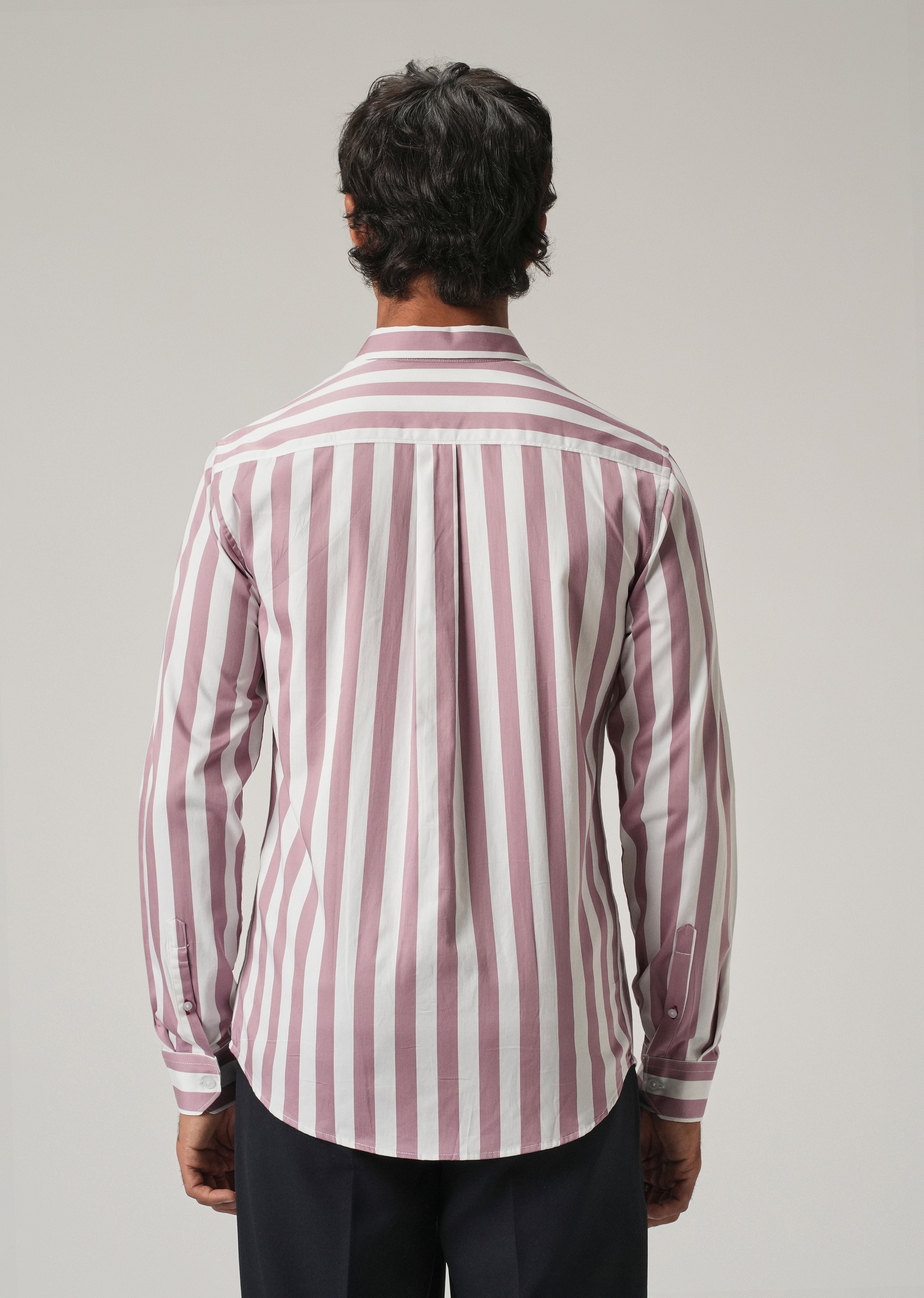 Pink Satin Striped Shirt