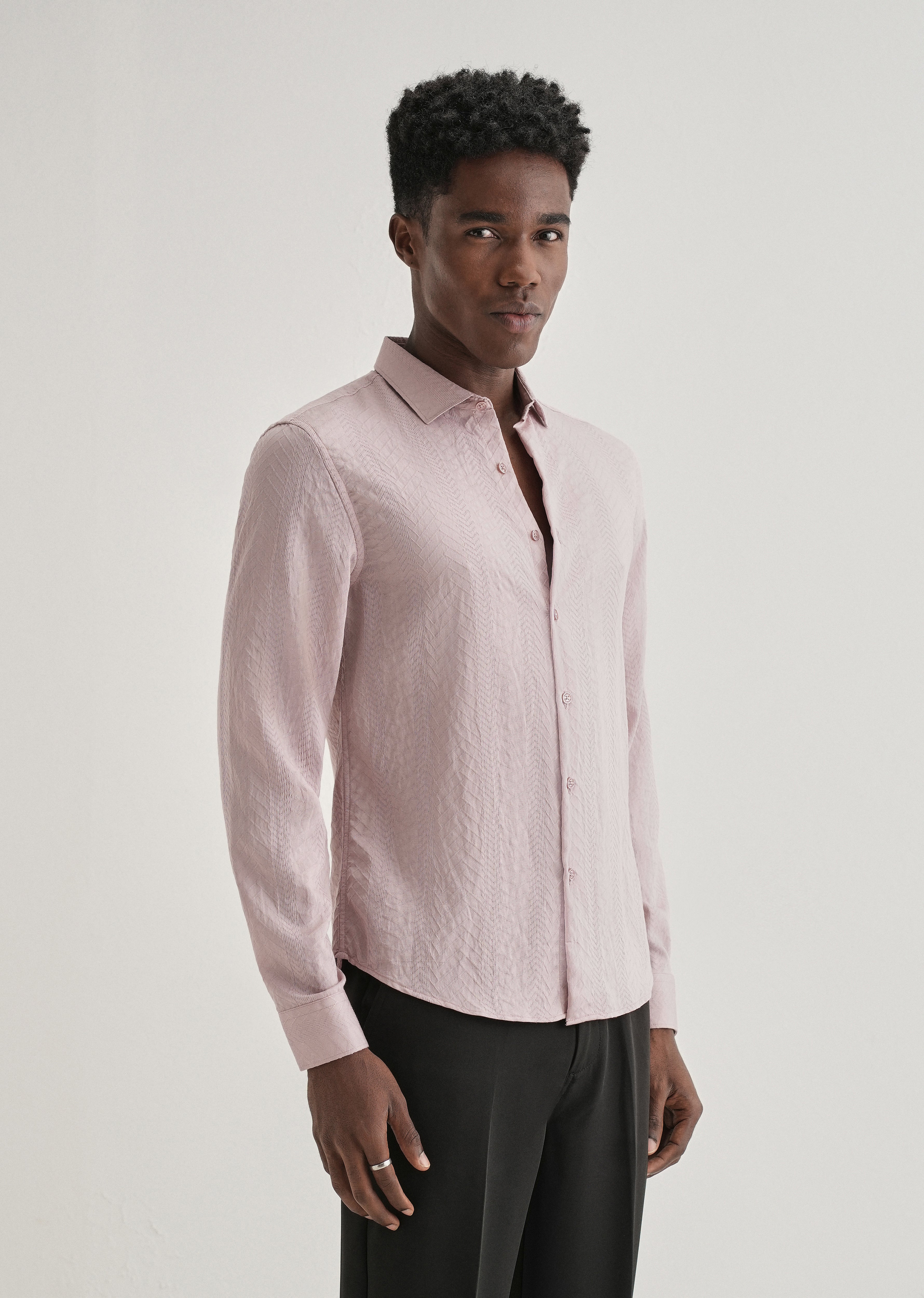 Pink Self Patterned Shirt