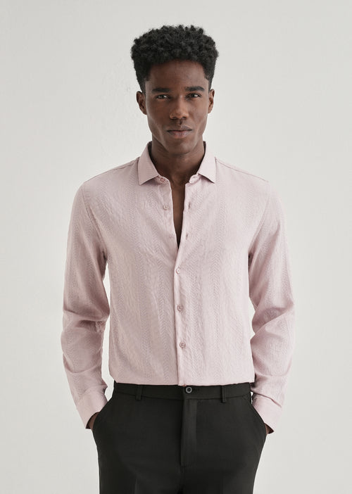 Pink Self Patterned Shirt