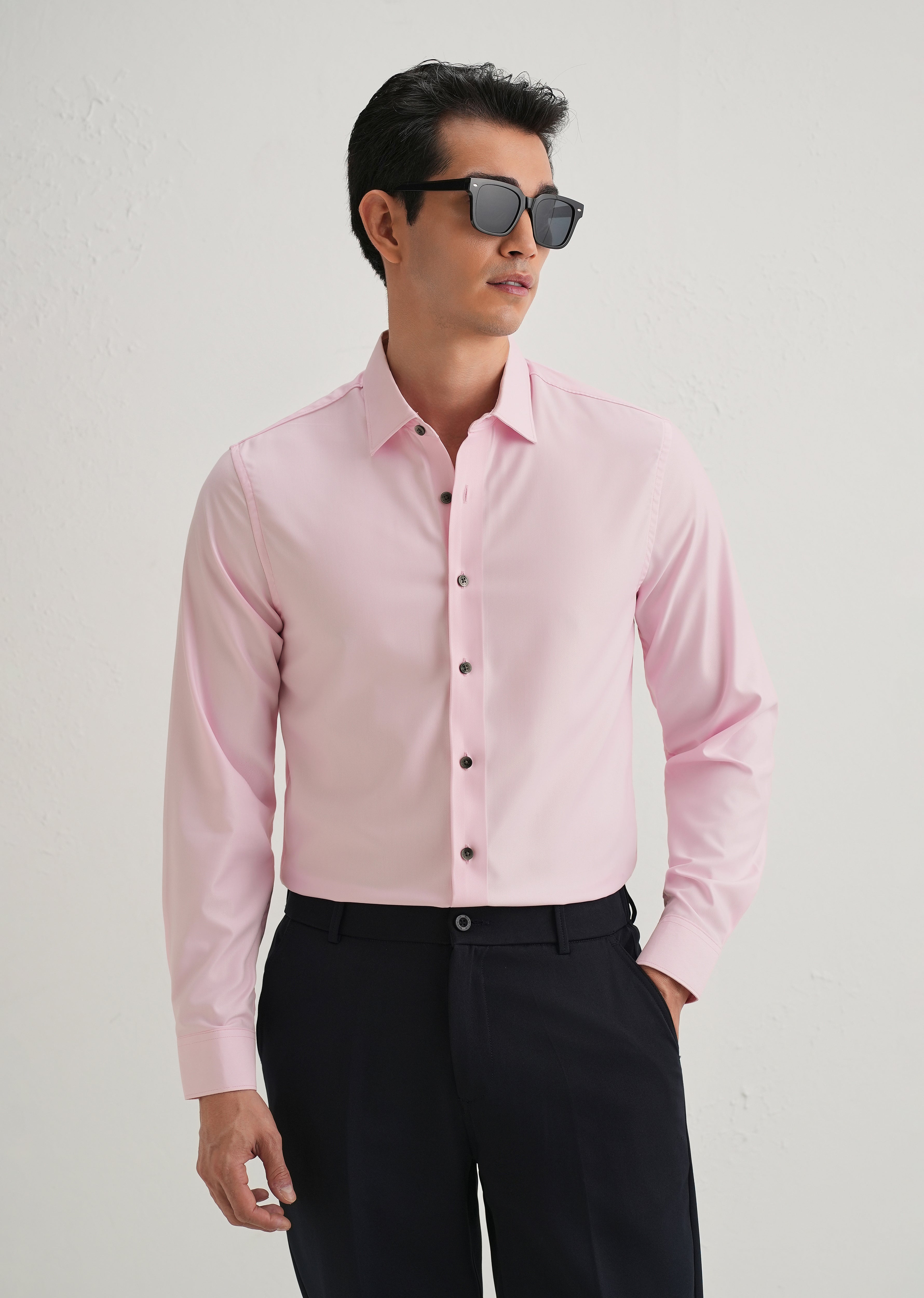 Pink Stitchless Placket Plain Shirt