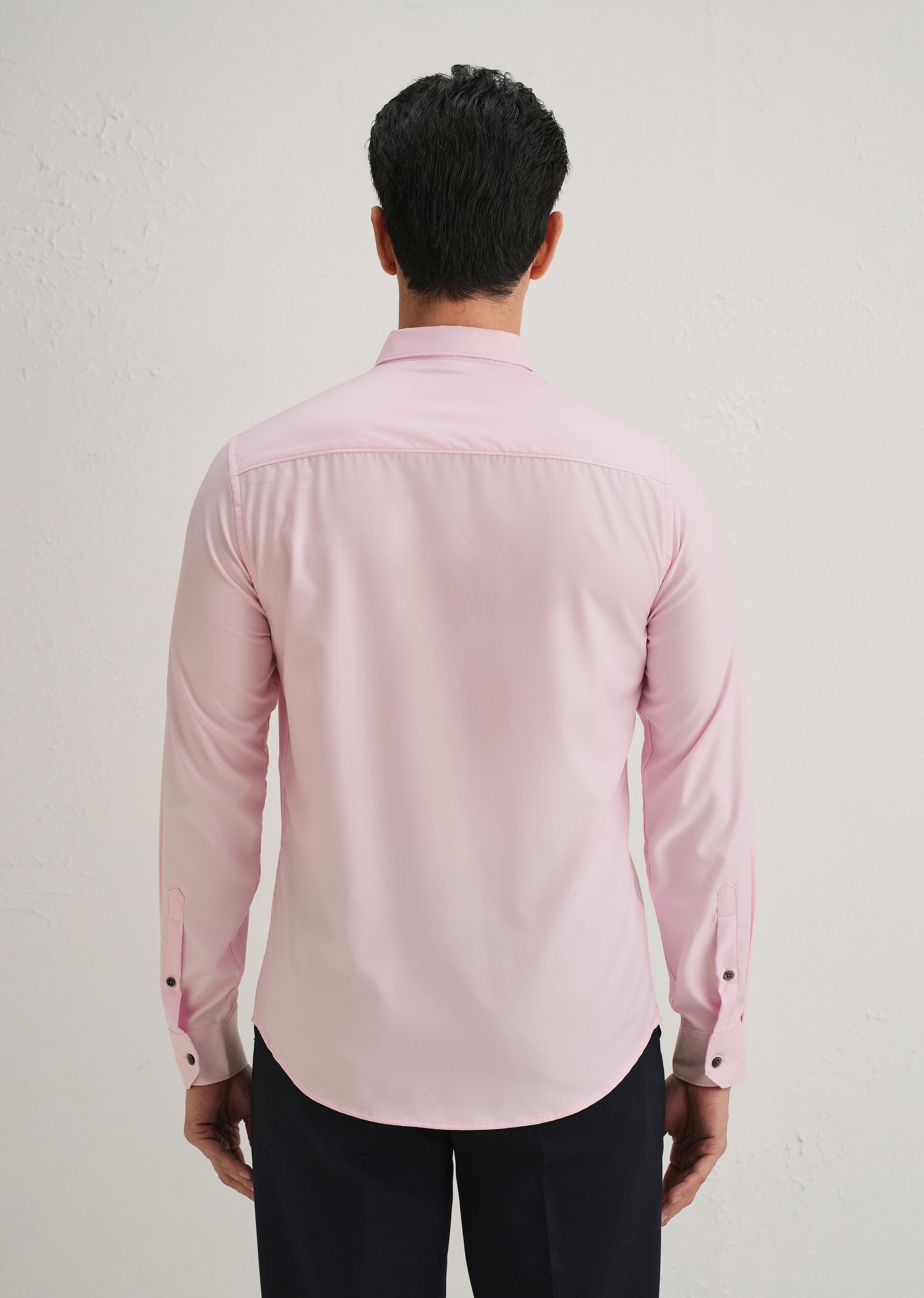 Pink Stitchless Placket Plain Shirt