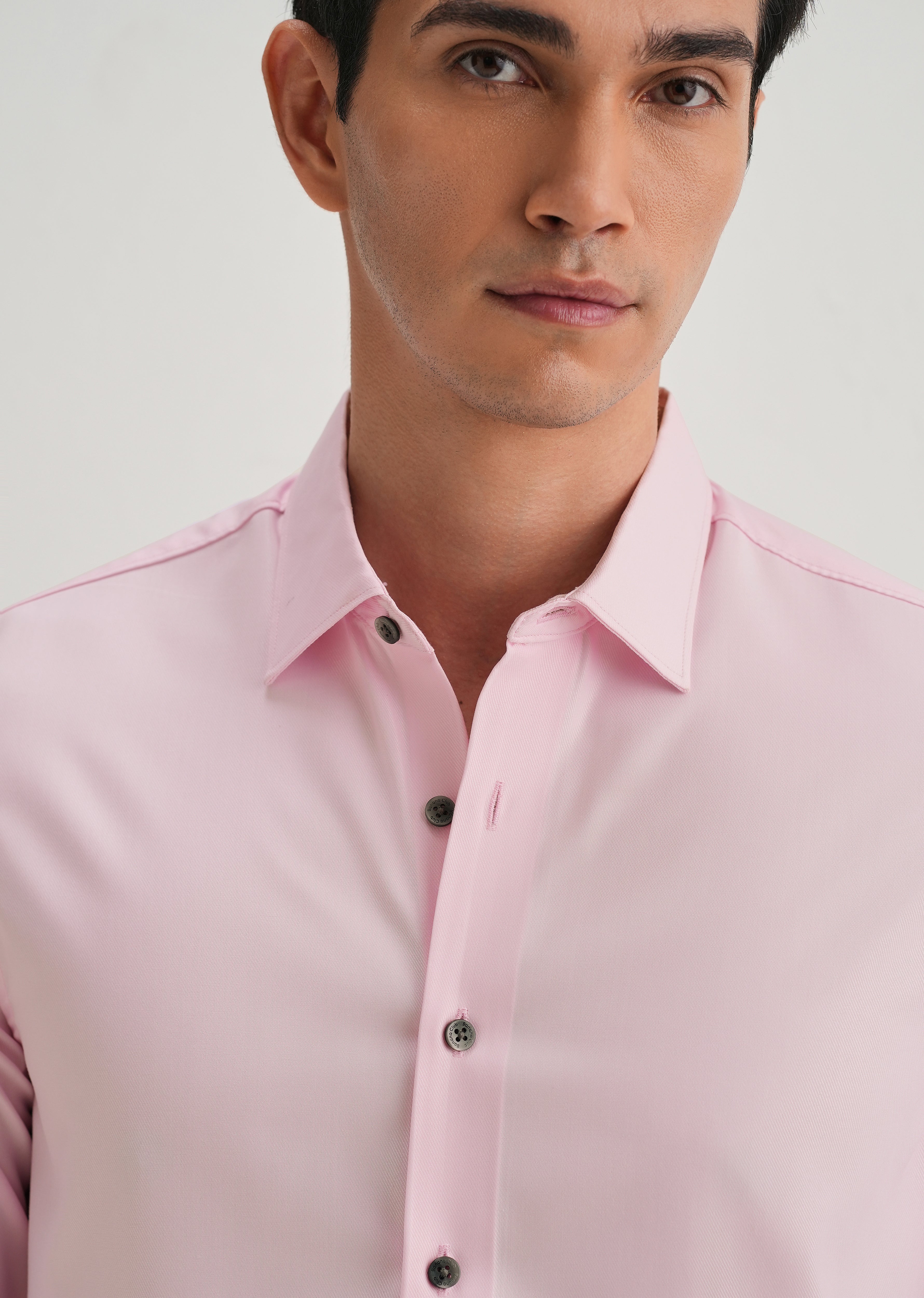 Pink Stitchless Placket Plain Shirt