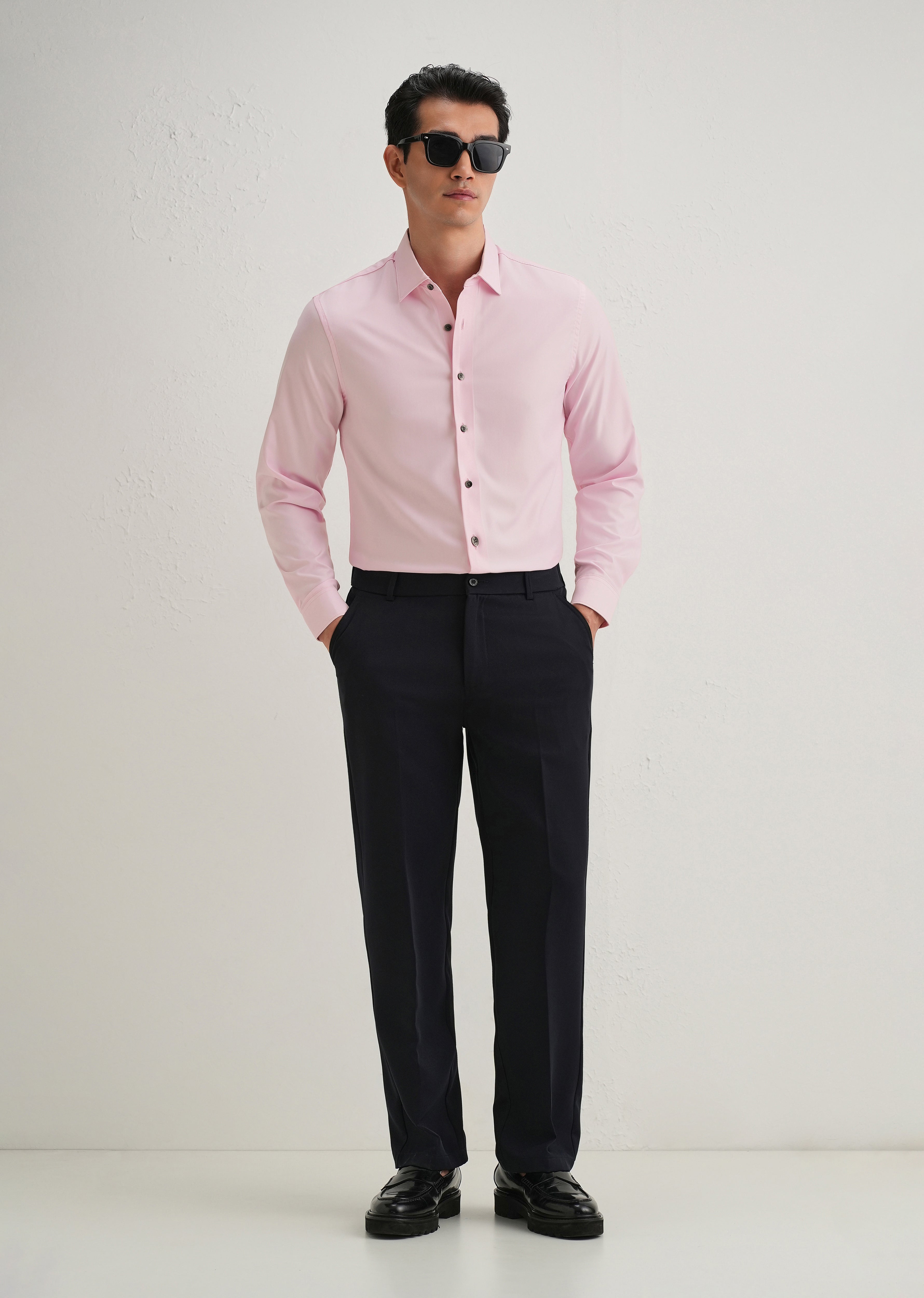 Pink Stitchless Placket Plain Shirt