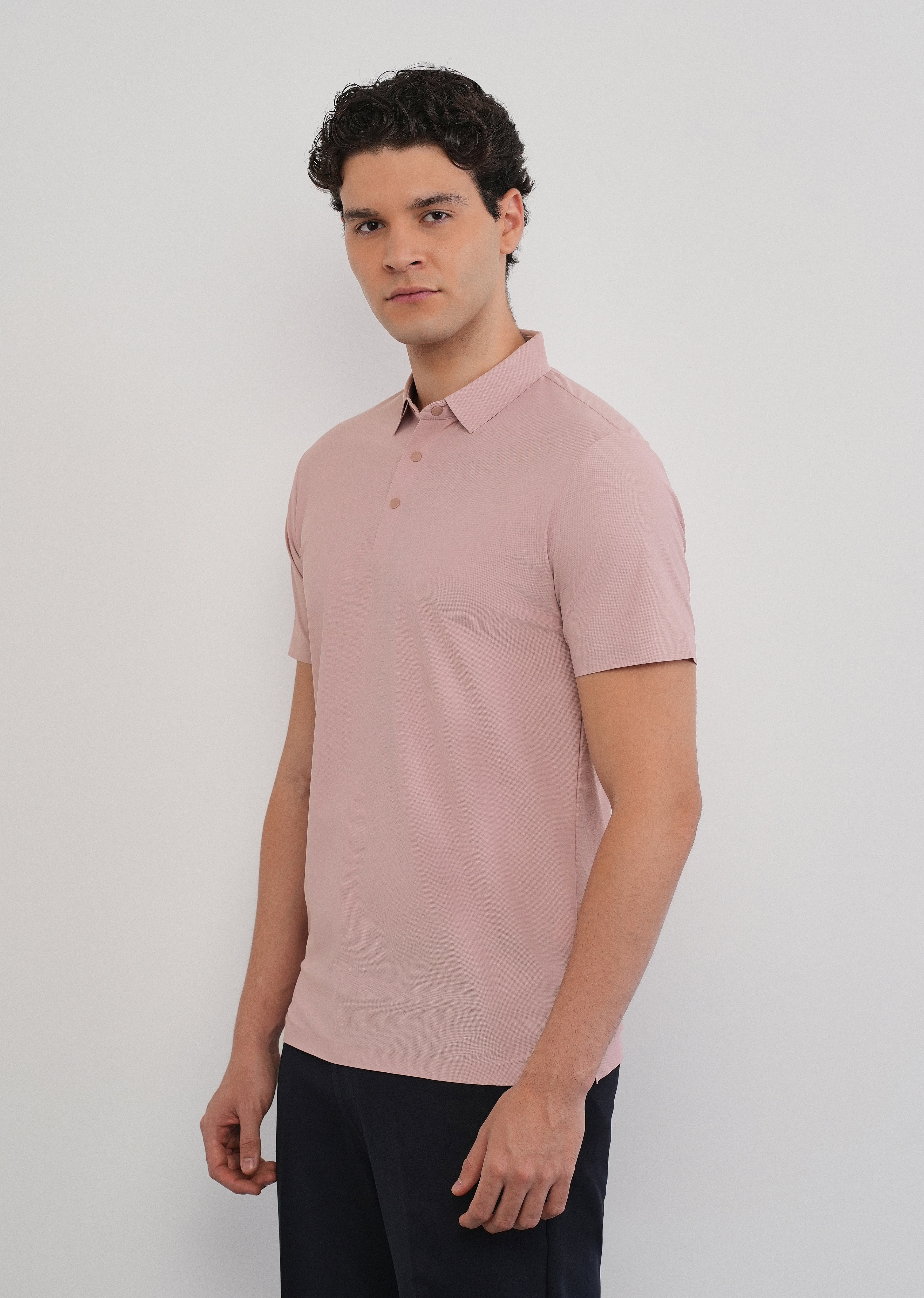 Pink Stitchless Polo Collar T-Shirt