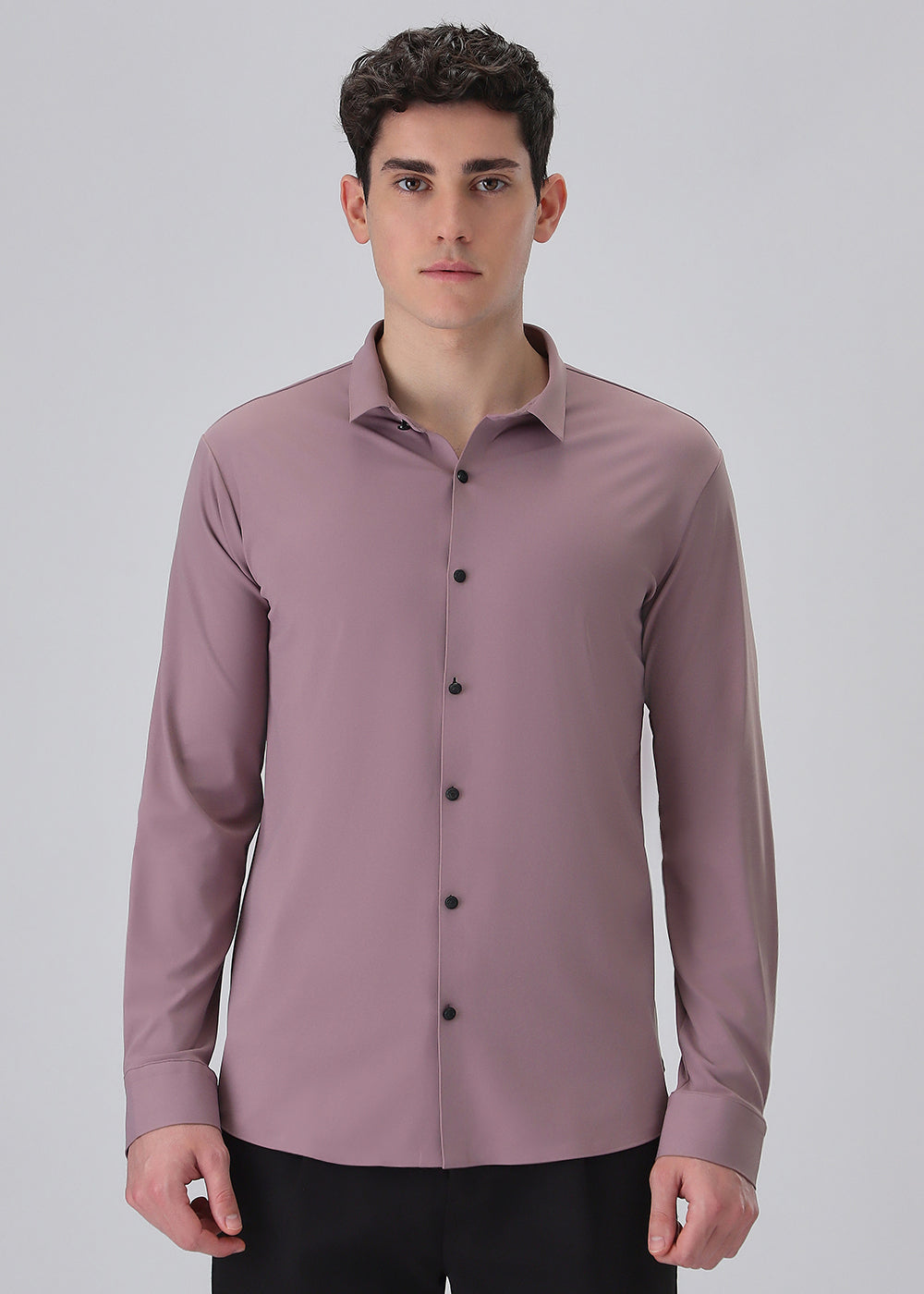 Pink Plain Stitchless Stretch Shirt