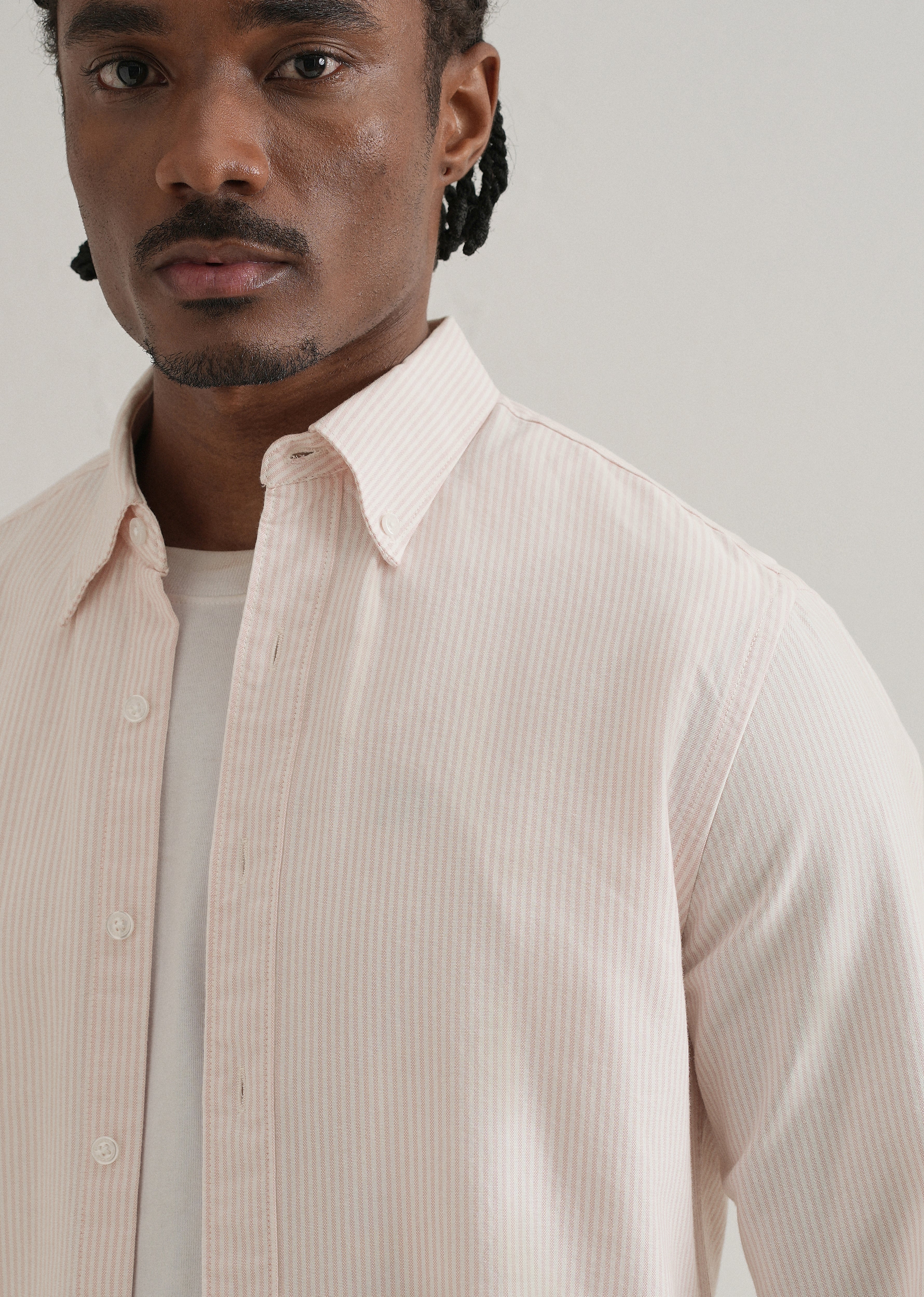 Pink Vertical Striped Cotton Shirt