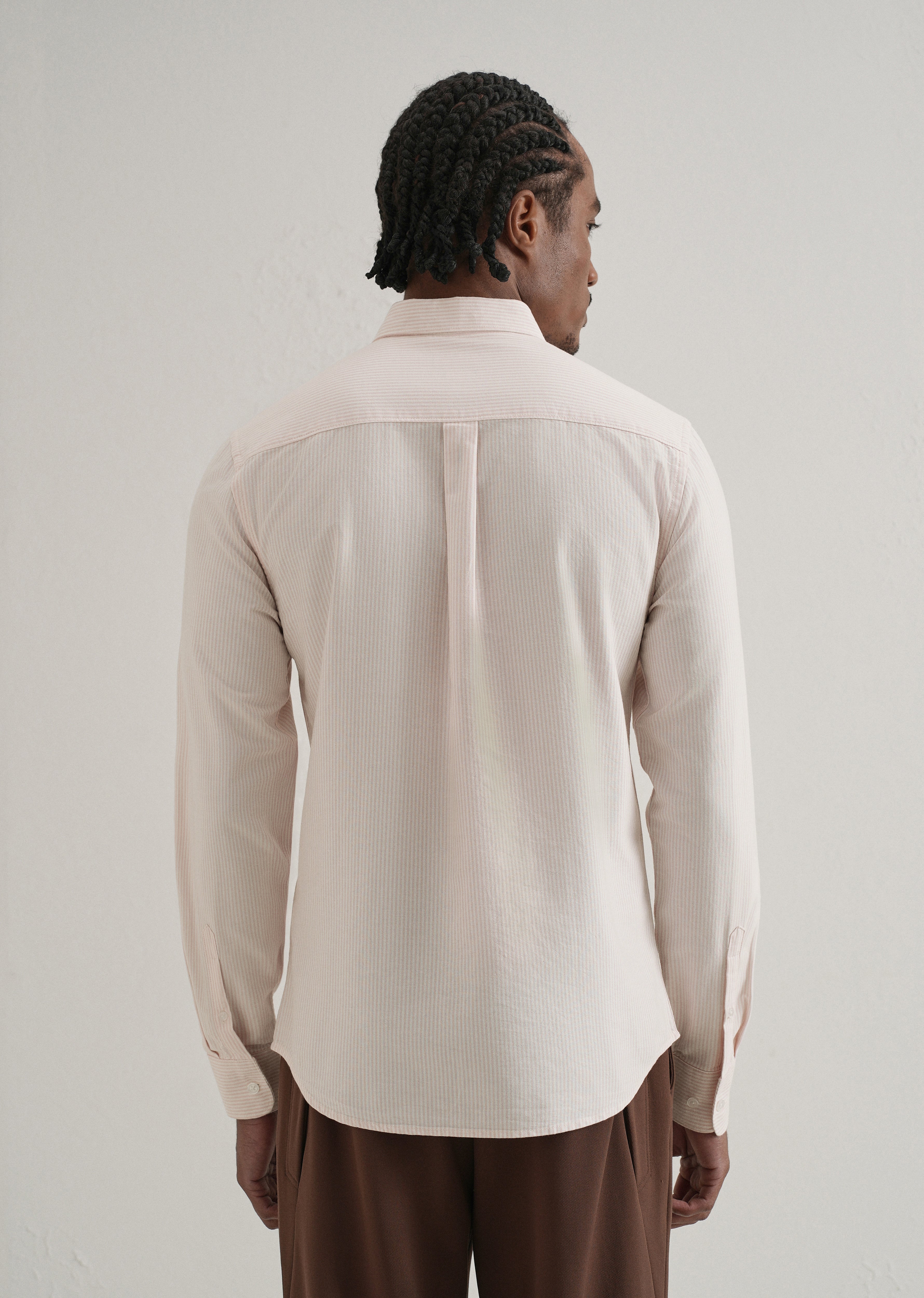 Pink Vertical Striped Cotton Shirt