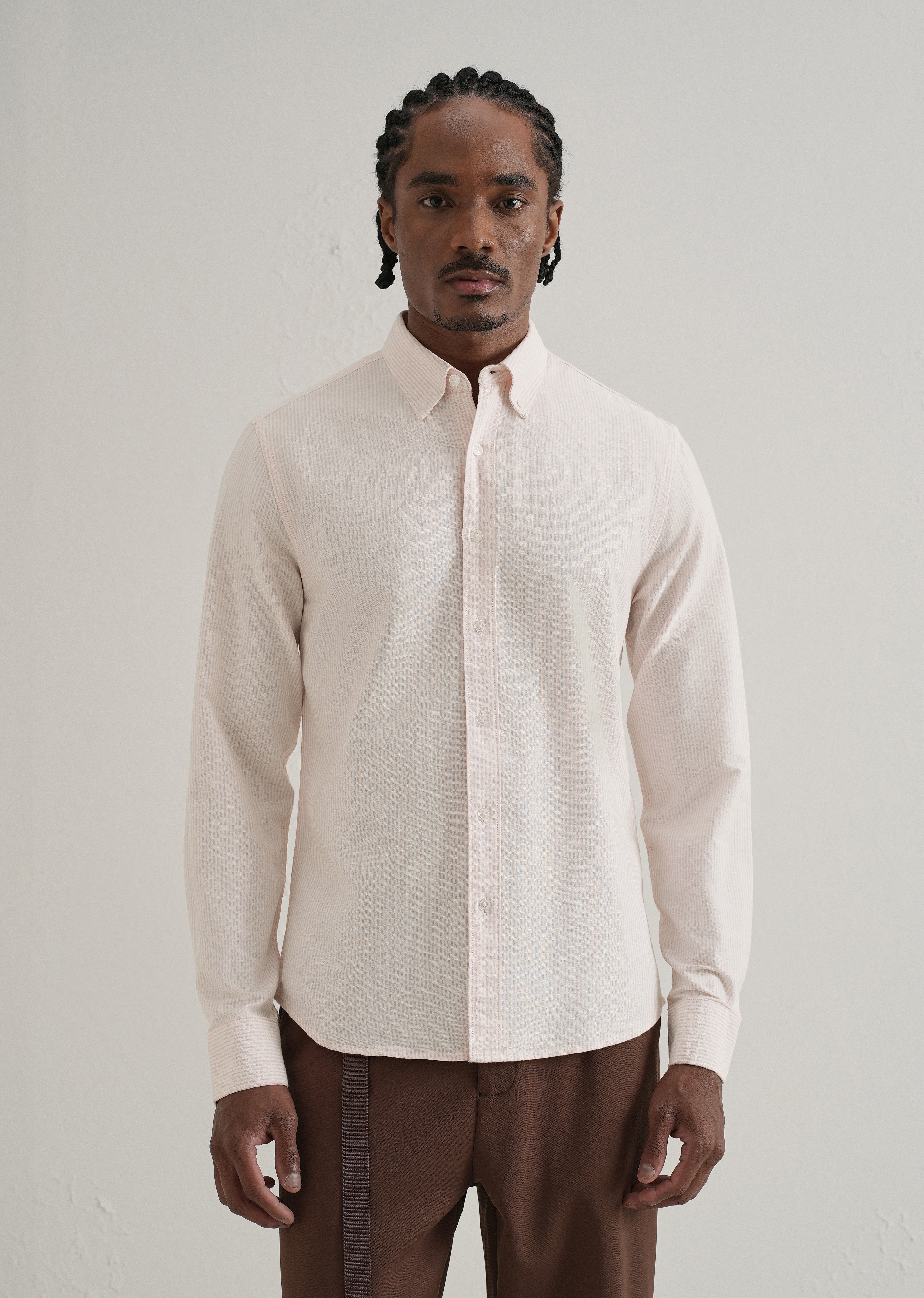 Pink Vertical Striped Cotton Shirt