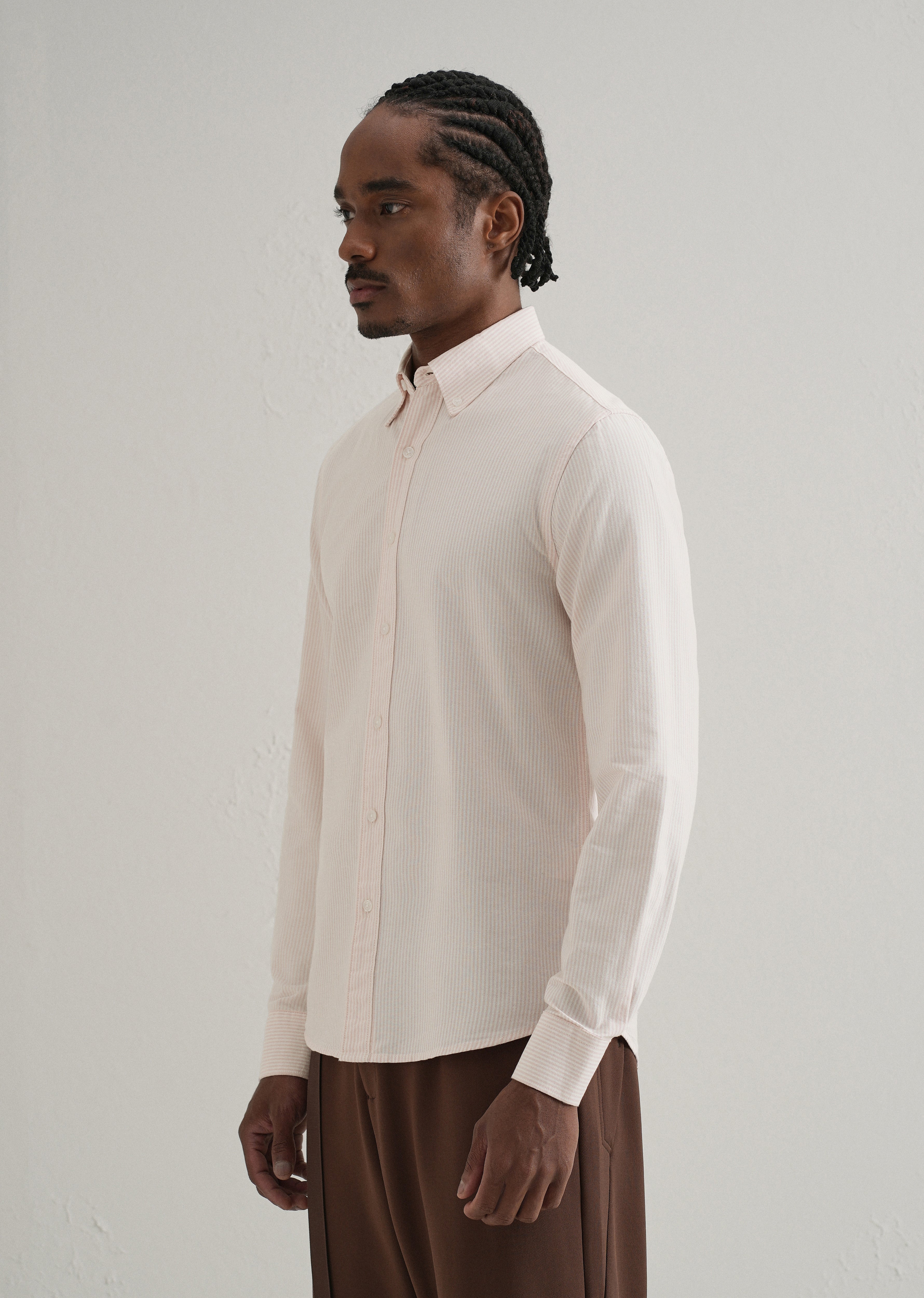 Pink Vertical Striped Cotton Shirt