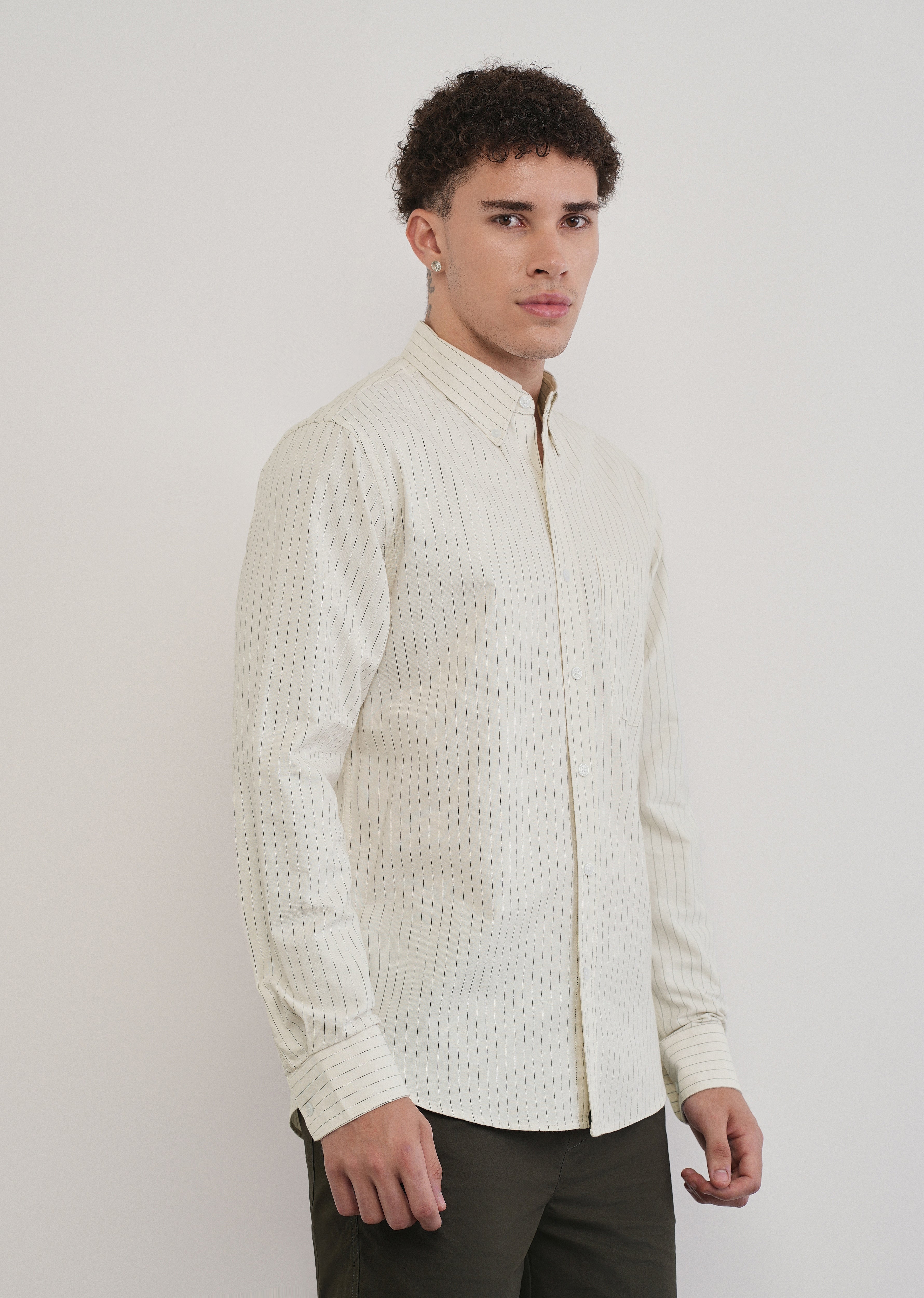 Pinstriped Off-White Cotton Shirt
