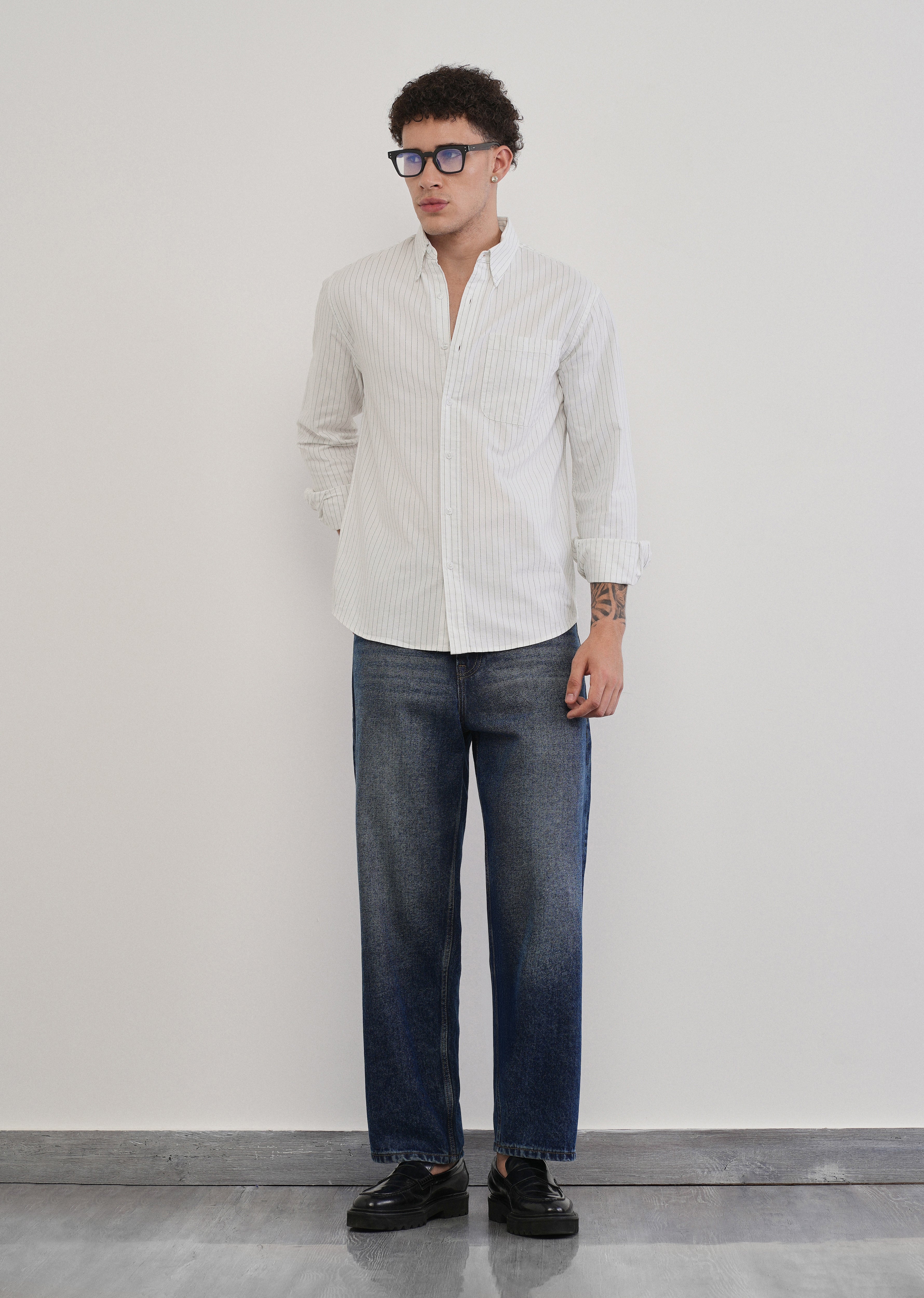 Pinstriped White Cotton Shirt