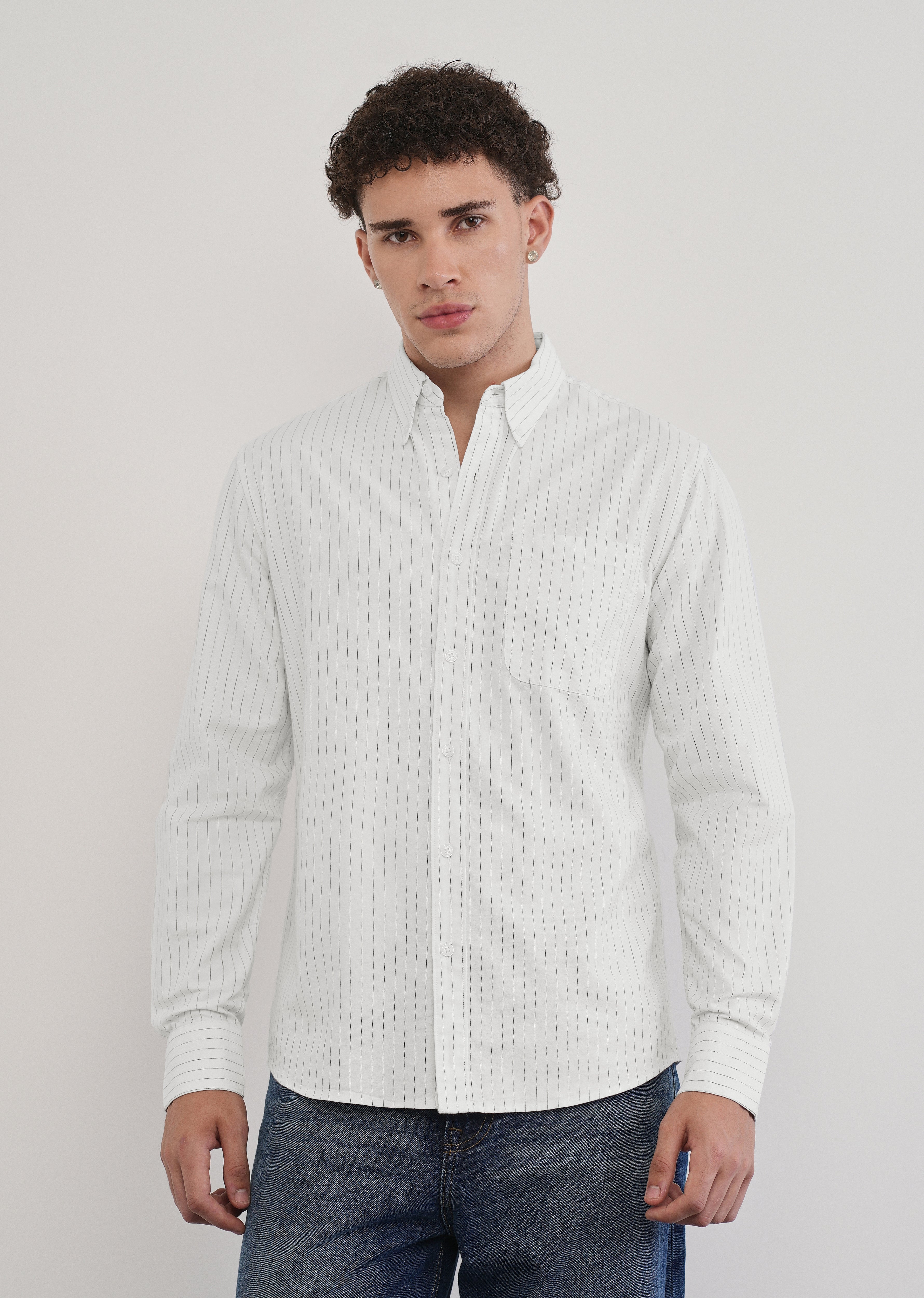 Pinstriped White Cotton Shirt