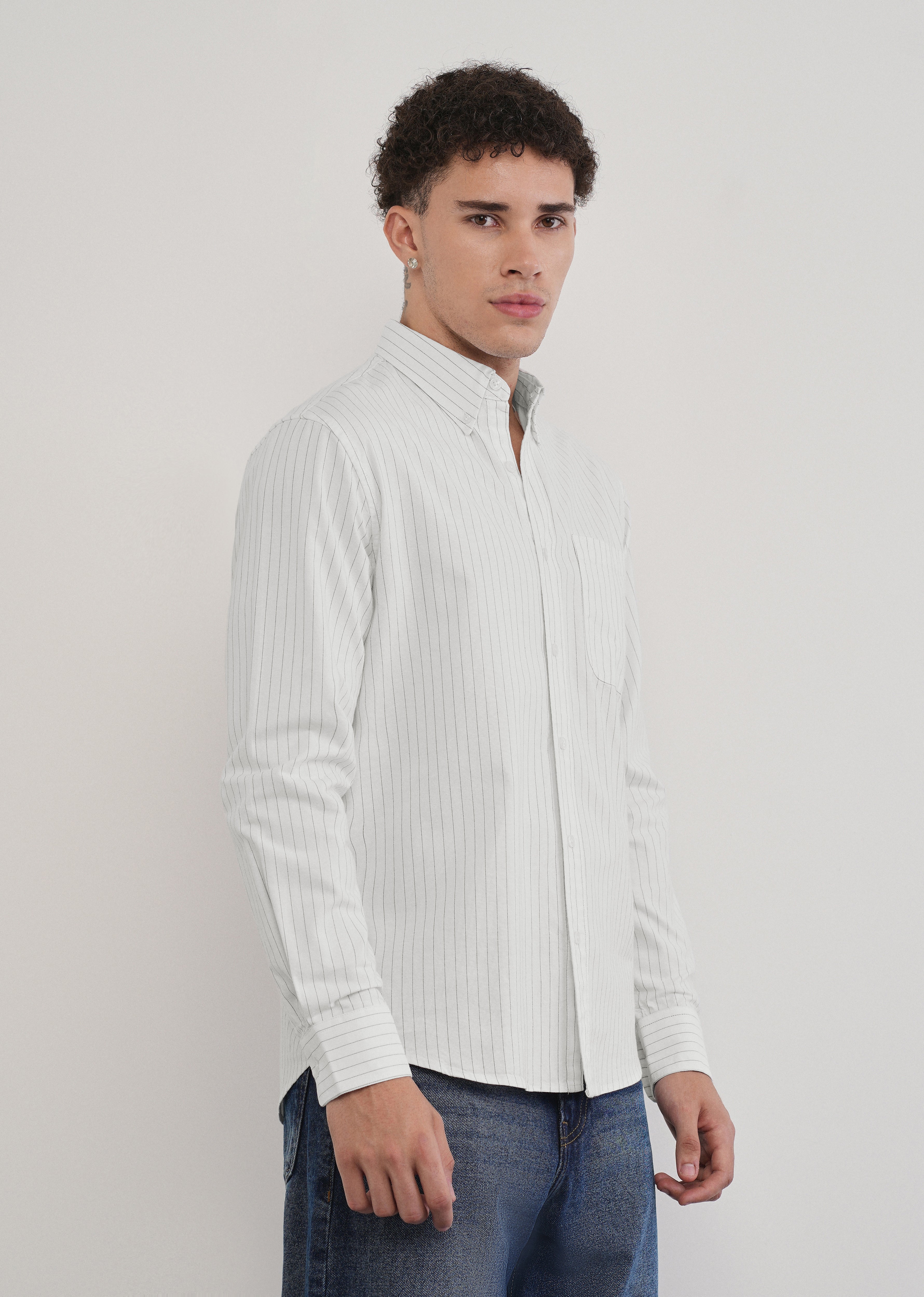 Pinstriped White Cotton Shirt