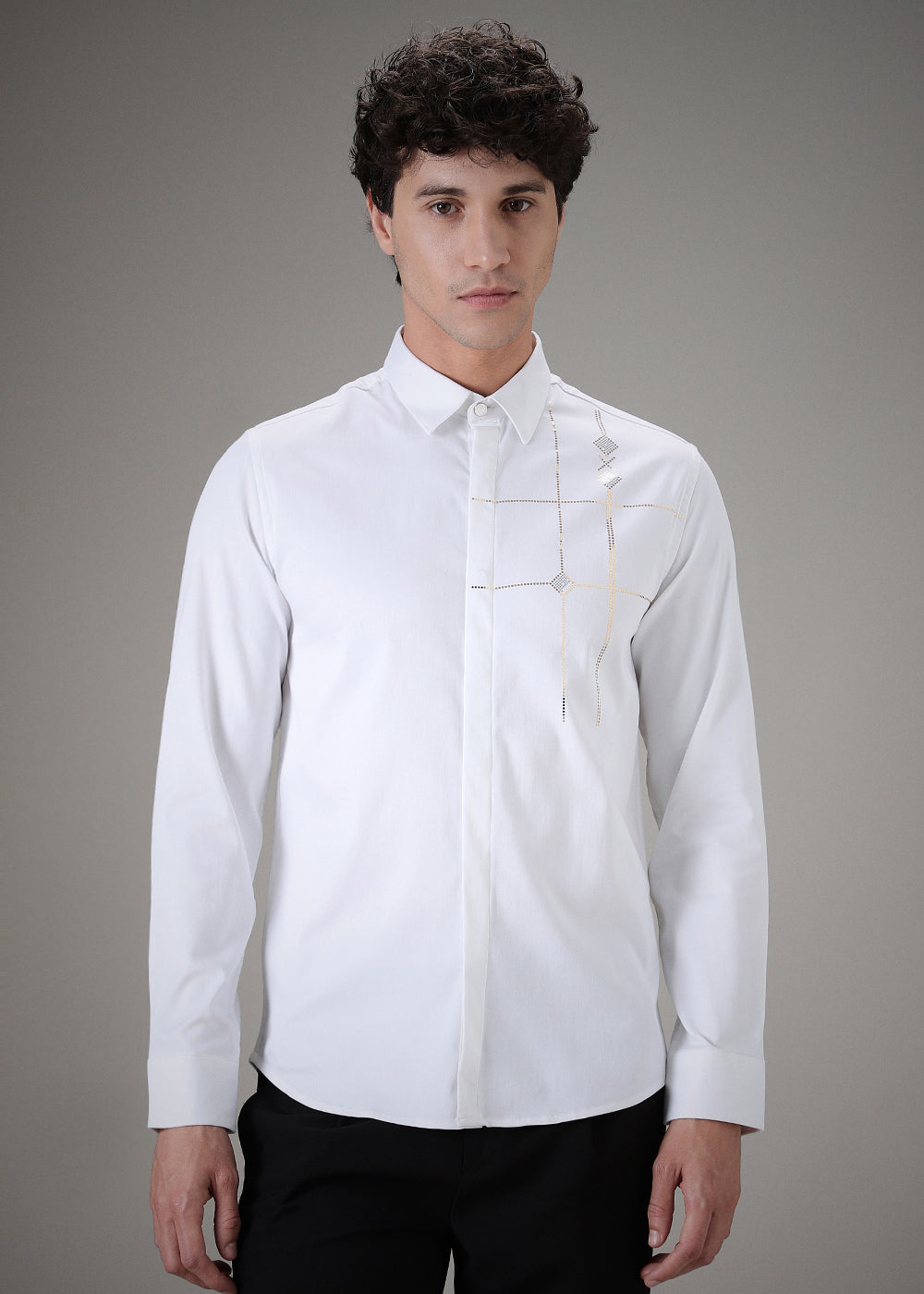 Plaid Diamond White Designer Shirt