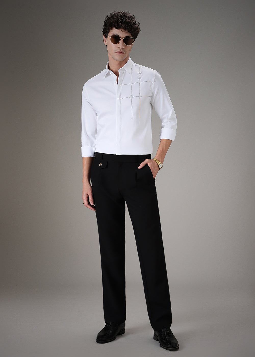 Plaid Diamond White Designer Shirt