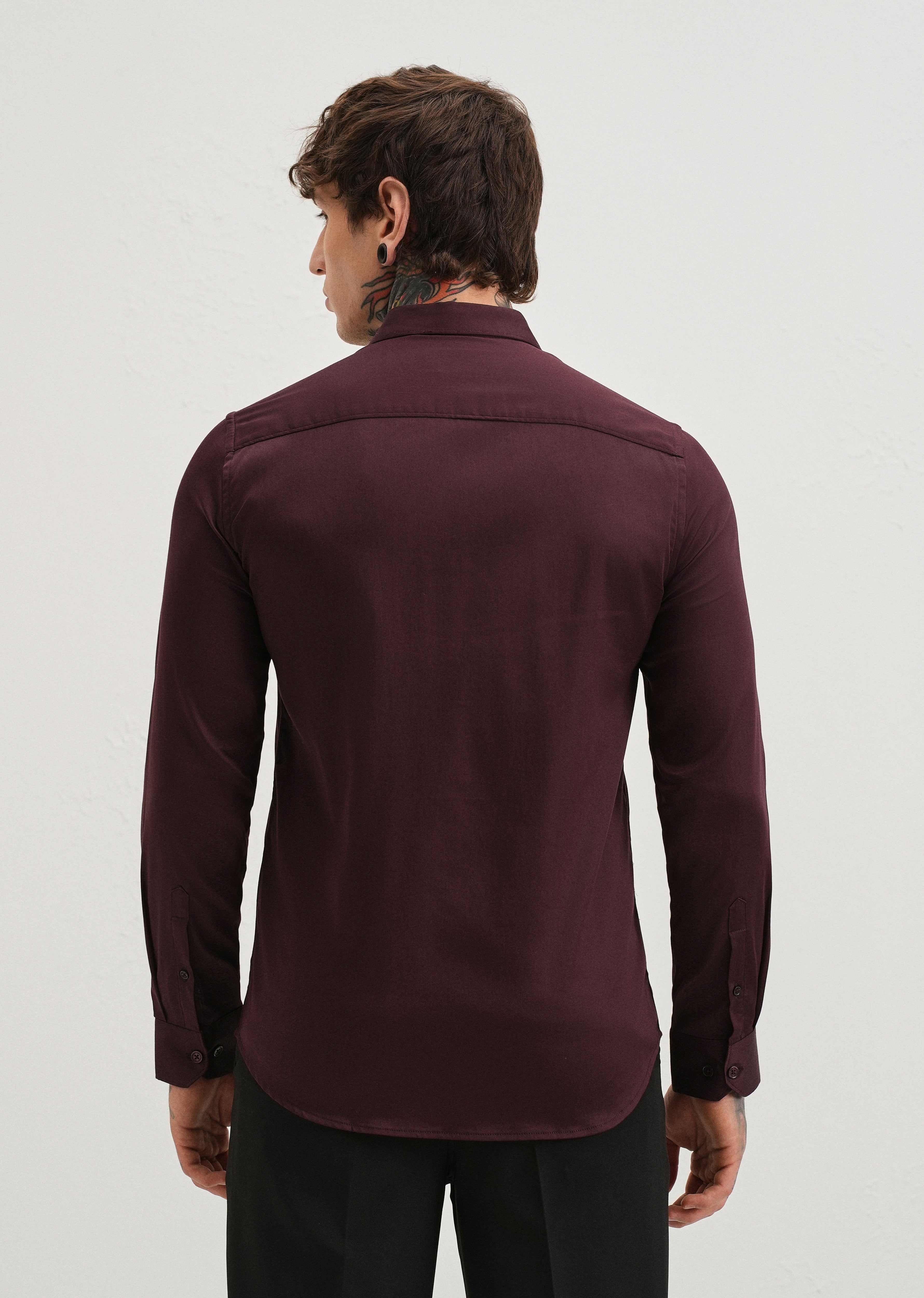 Plum Plain Satin Shirt