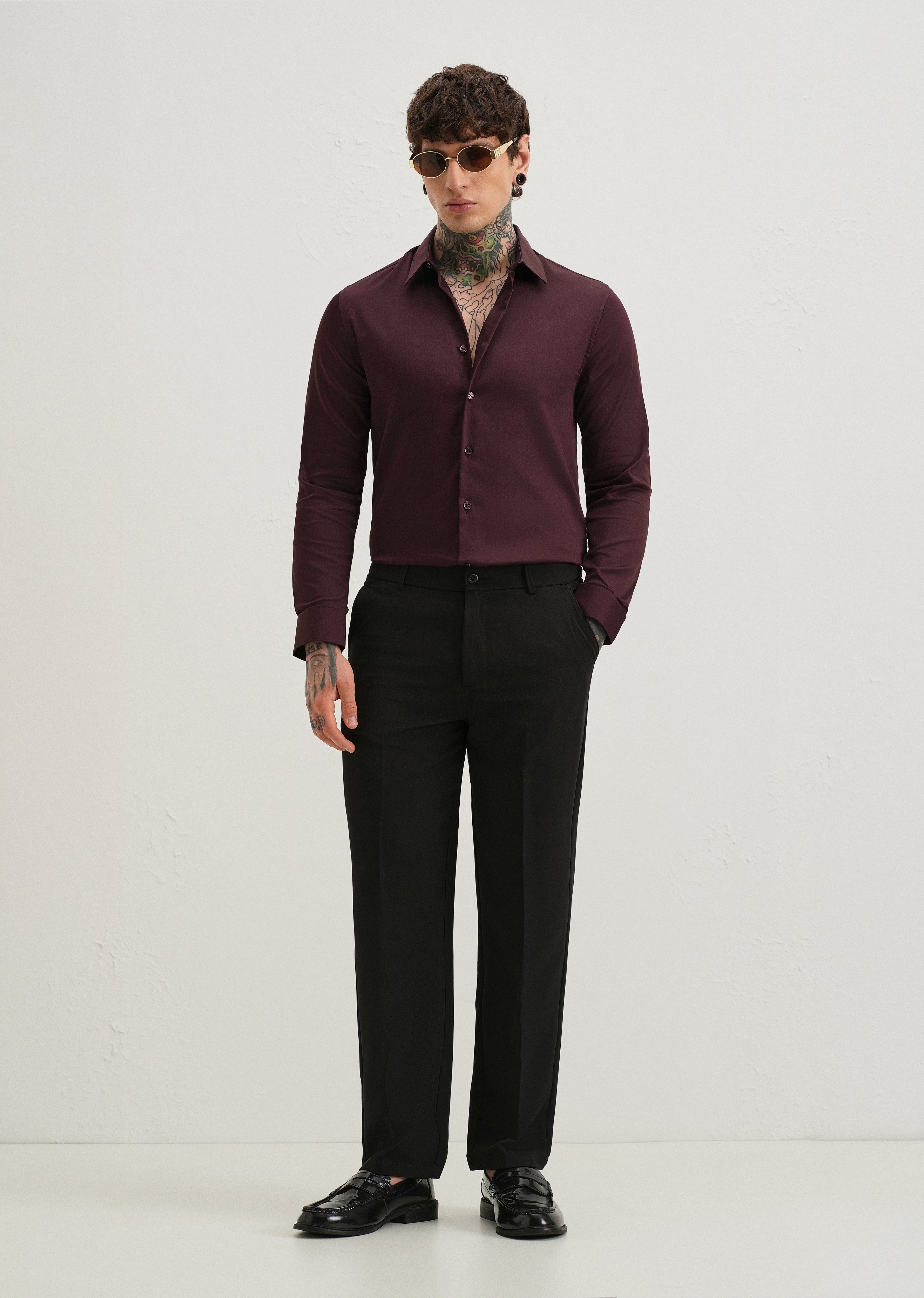 Plum Plain Satin Shirt