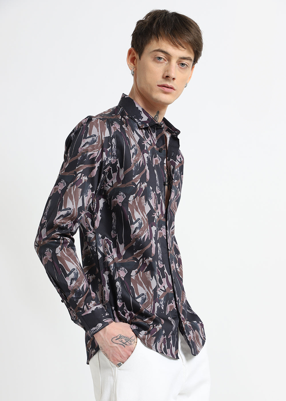 Painterly Brushstrokes Printed Shirt
