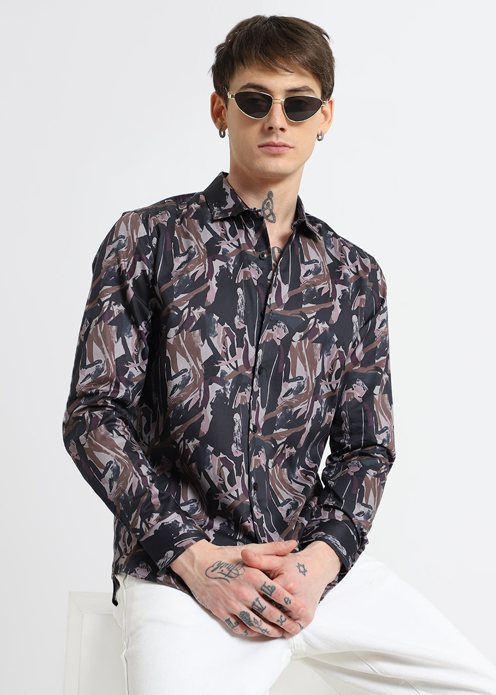 Painterly Brushstrokes Printed Shirt