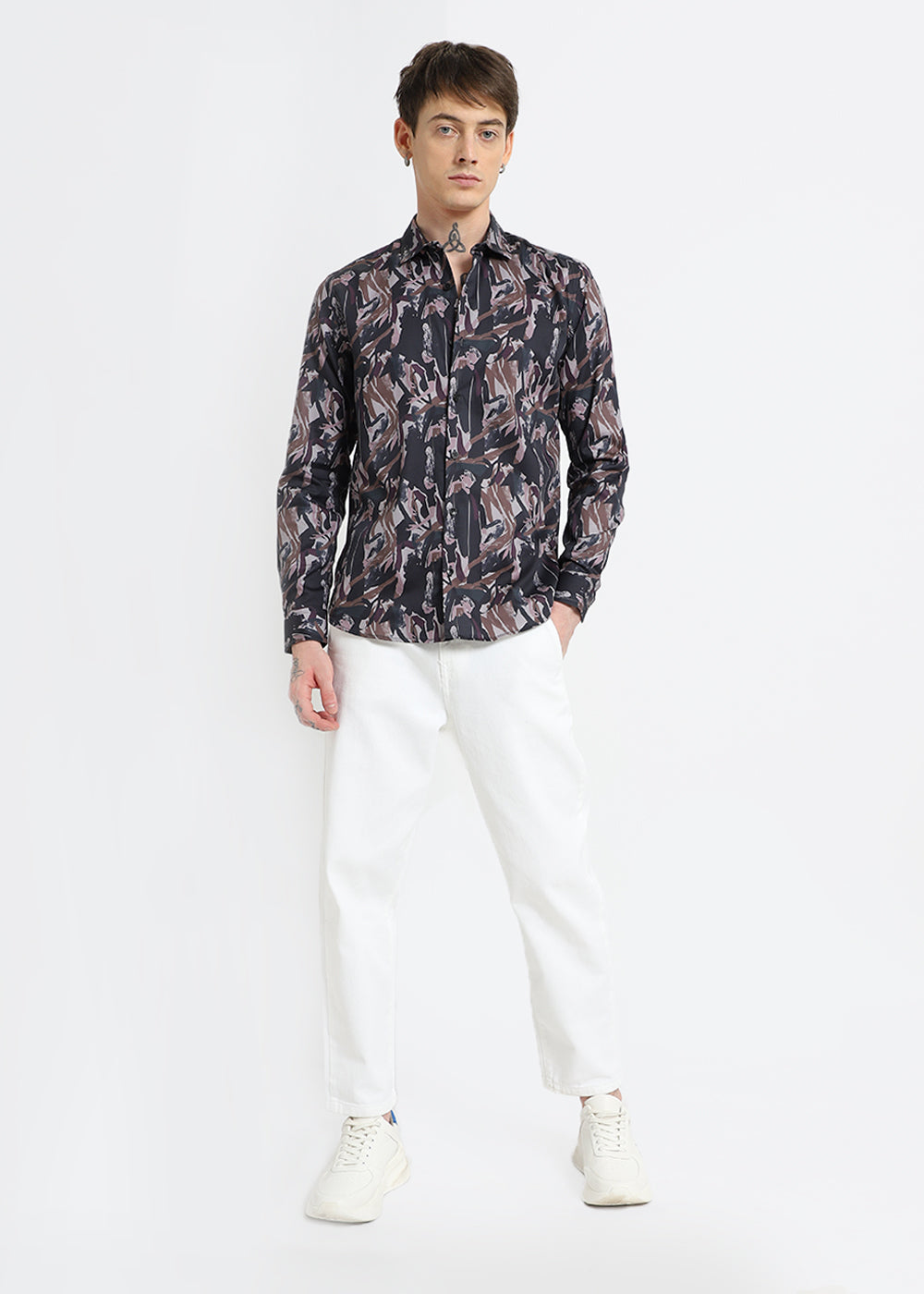 Painterly Brushstrokes Printed Shirt