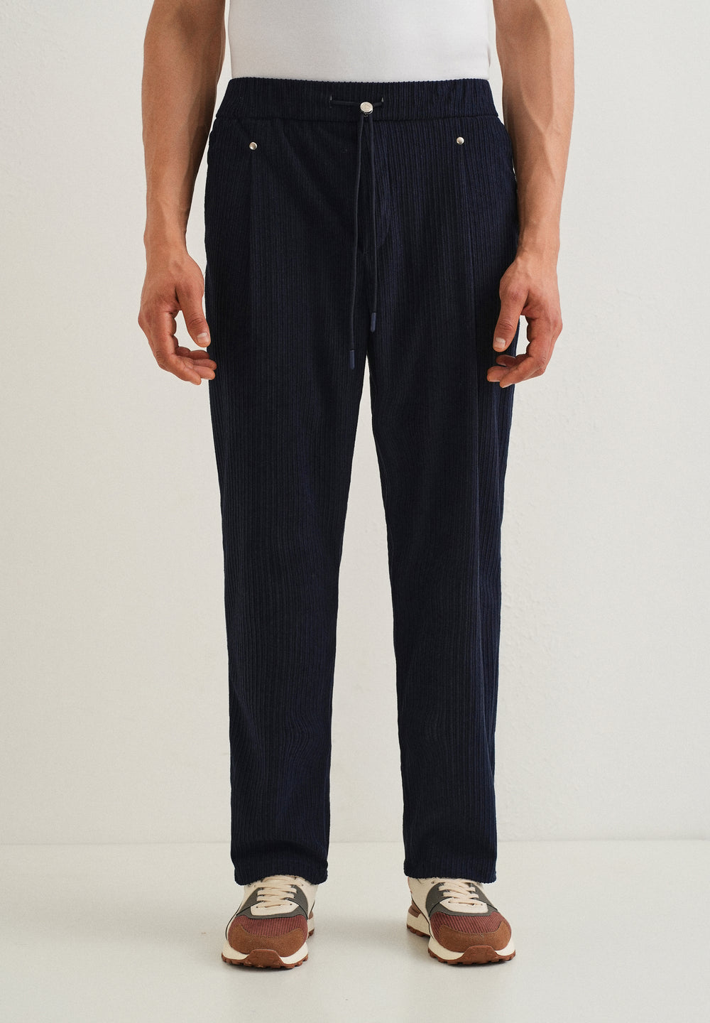 Prussian Blue Drawstring Corduroy Pant