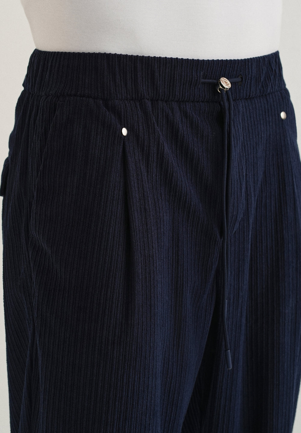 Prussian Blue Drawstring Corduroy Pant