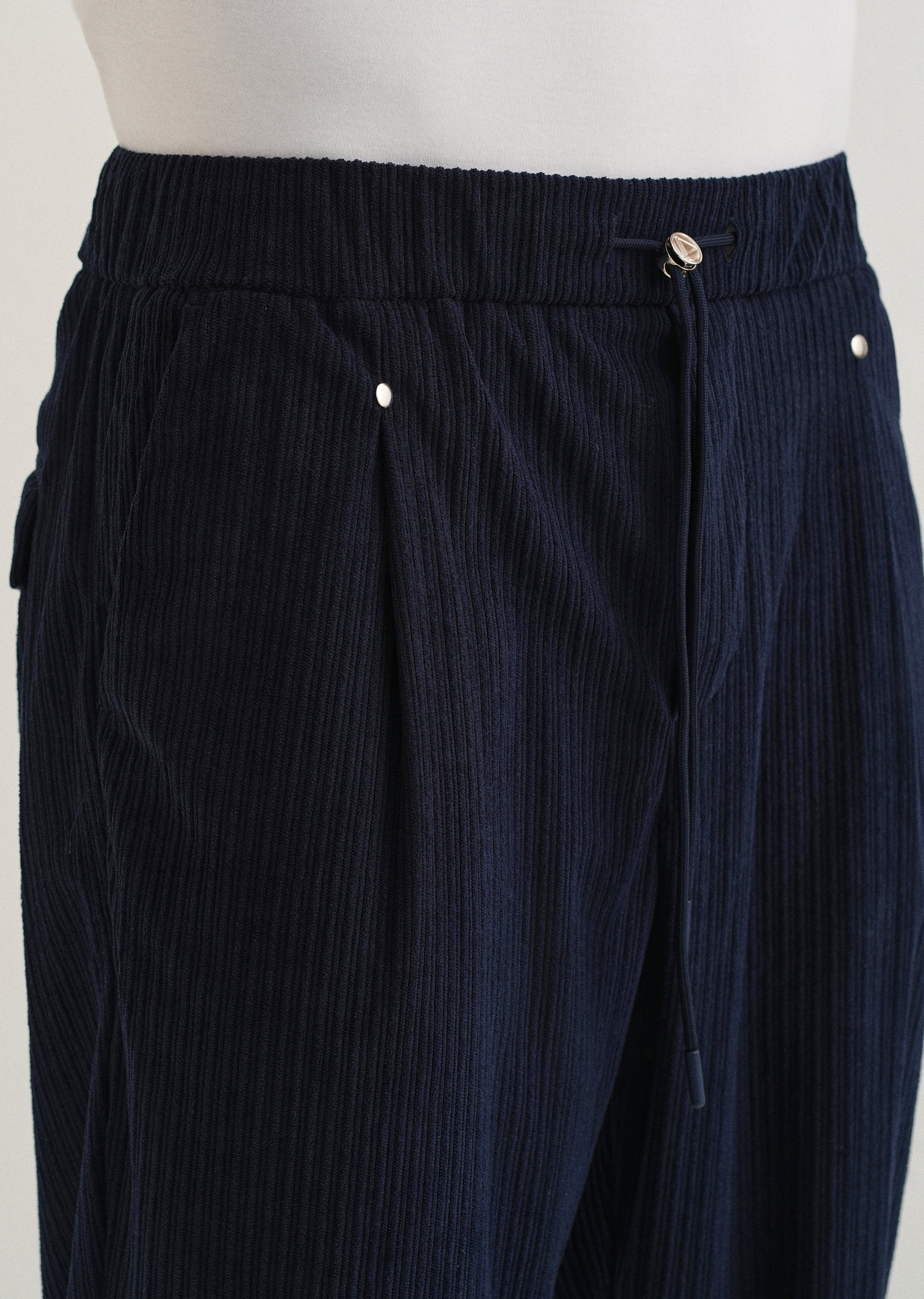 Prussian Blue Drawstring Corduroy Pant