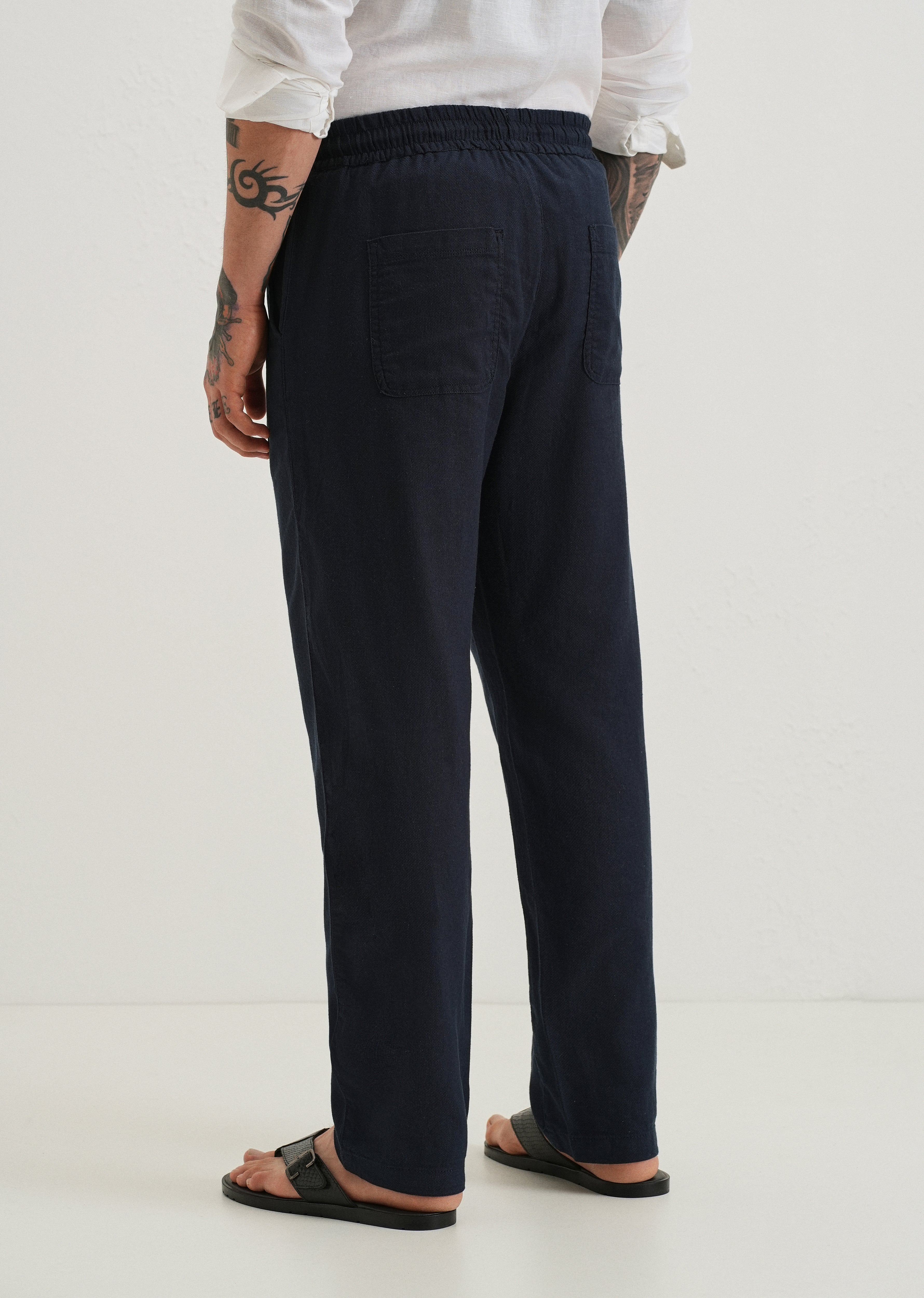 Prussian Blue Textured Pants