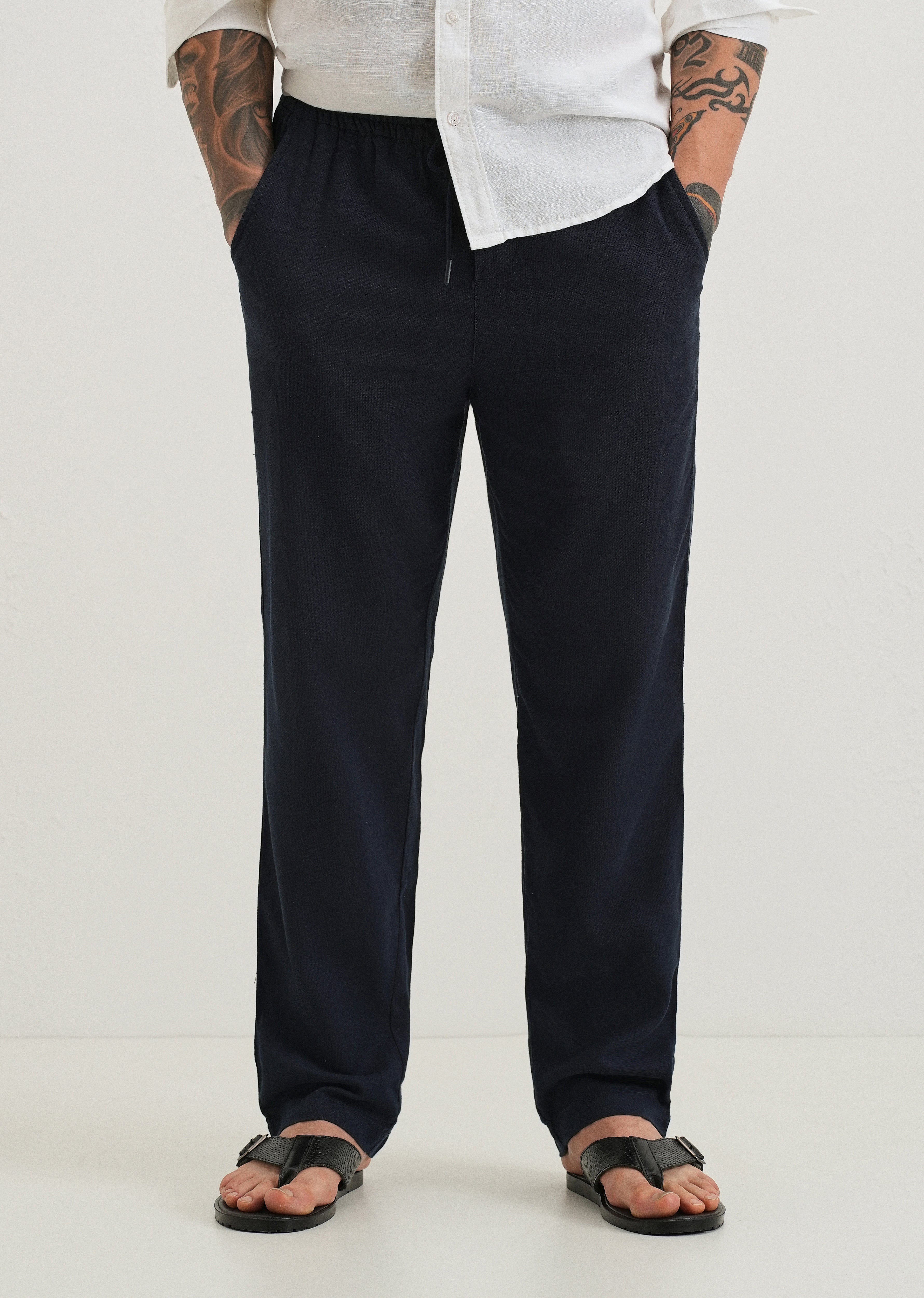 Prussian Blue Textured Pants