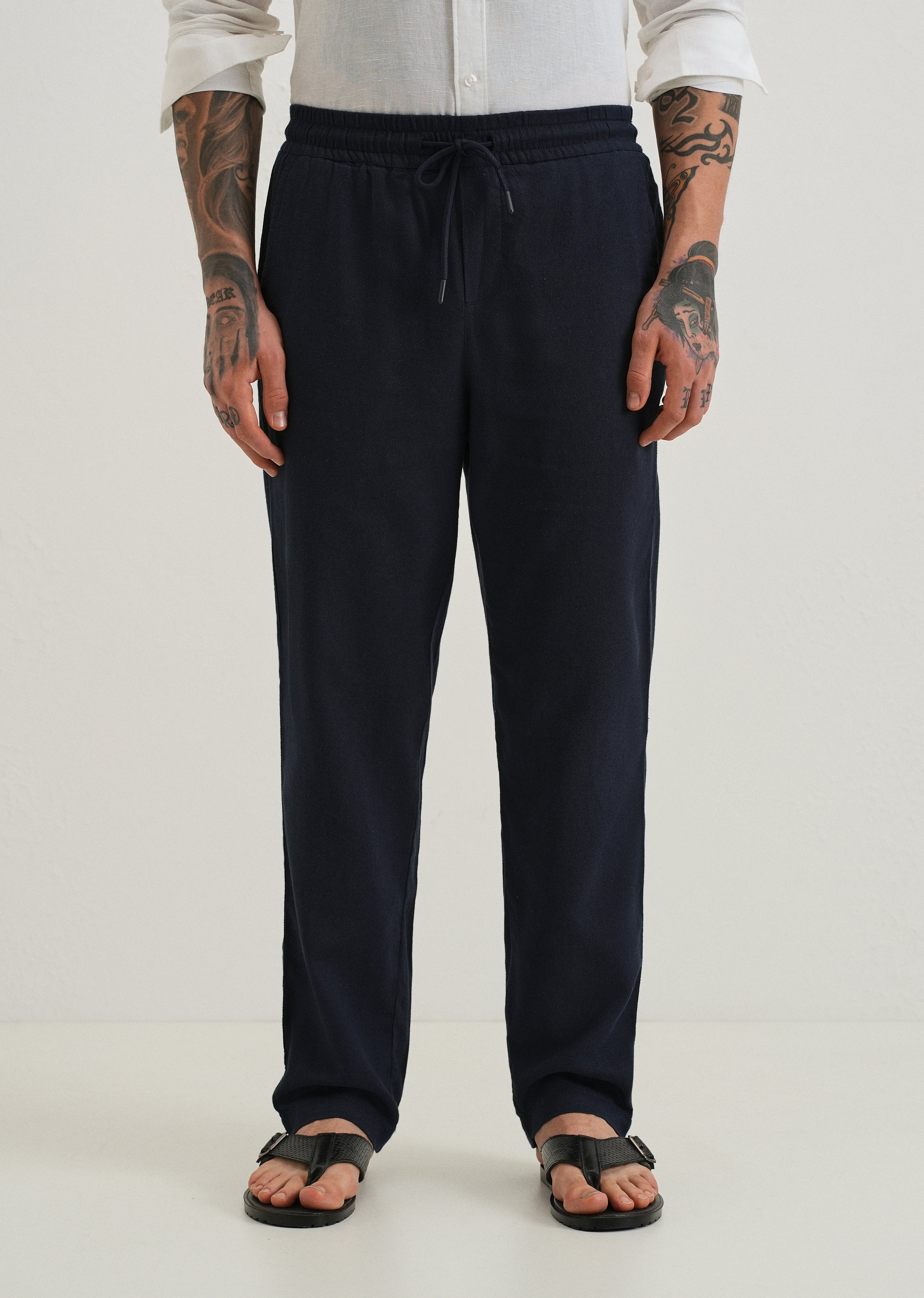 Prussian Blue Textured Pants