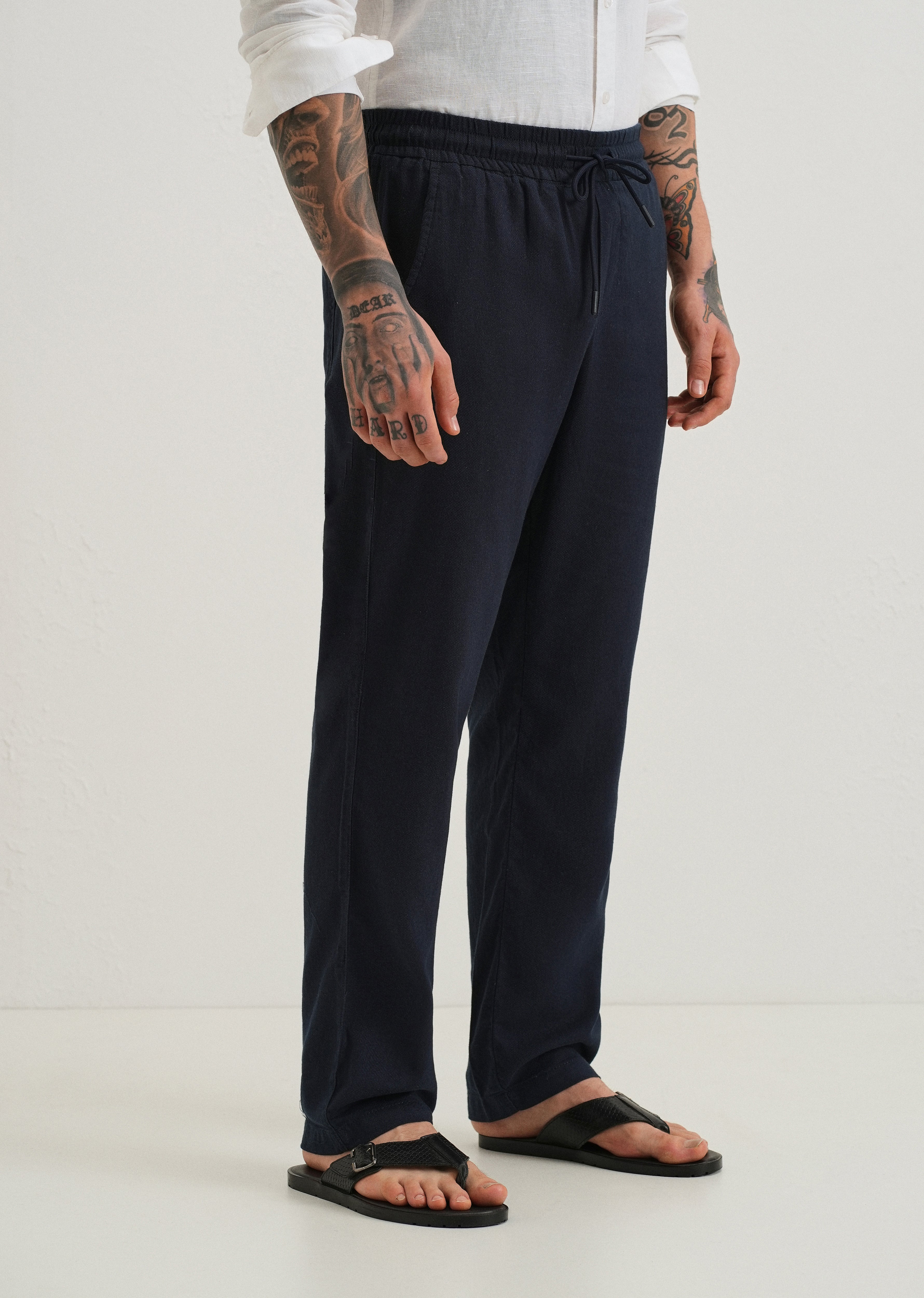 Prussian Blue Textured Pants